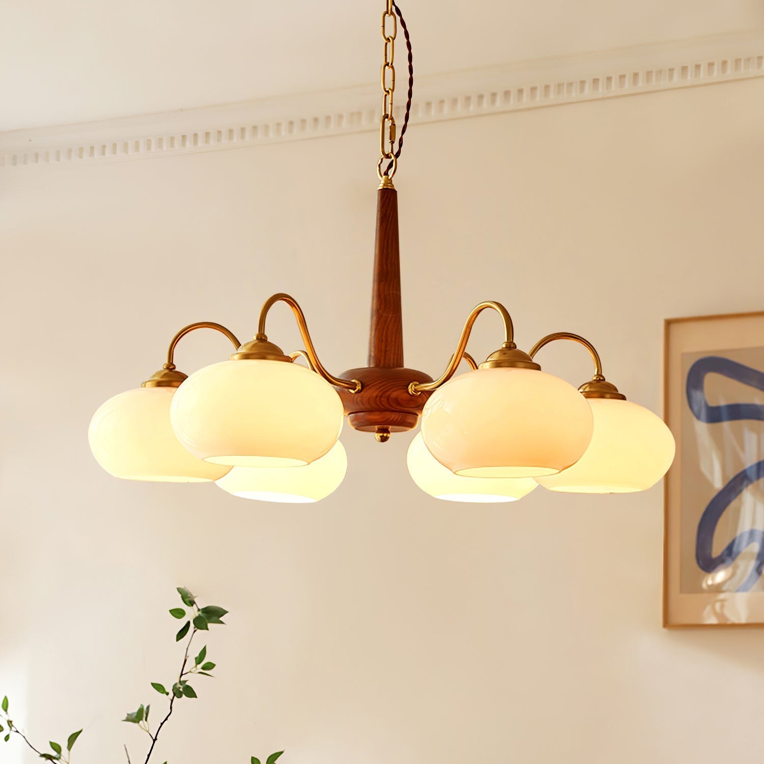 Elmiror Premium Nordic Art Wood Glass Chandelier - Letslighting