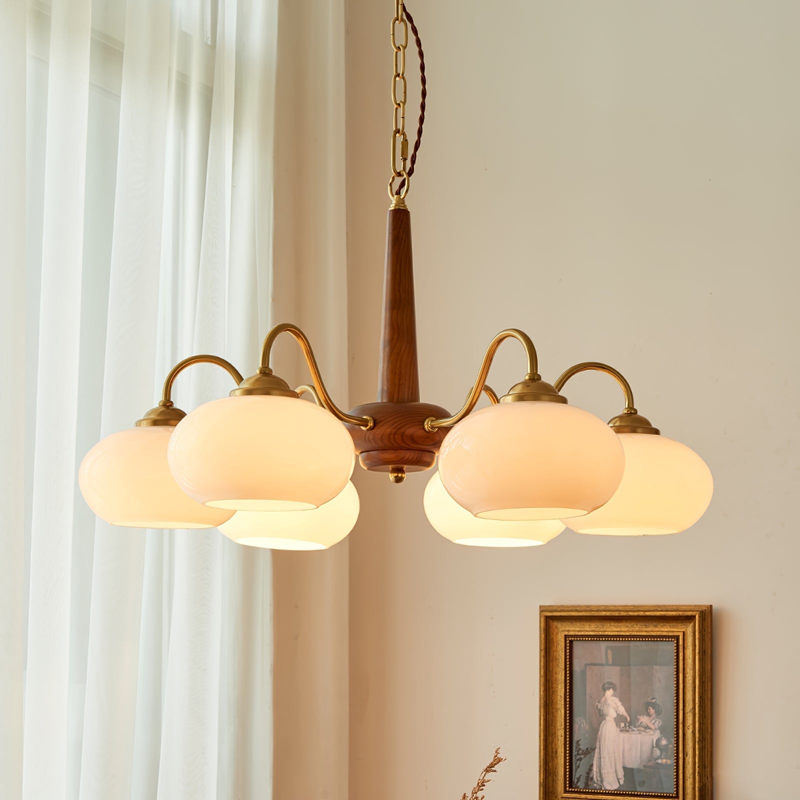Elmiror Premium Nordic Art Wood Glass Chandelier - Letslighting