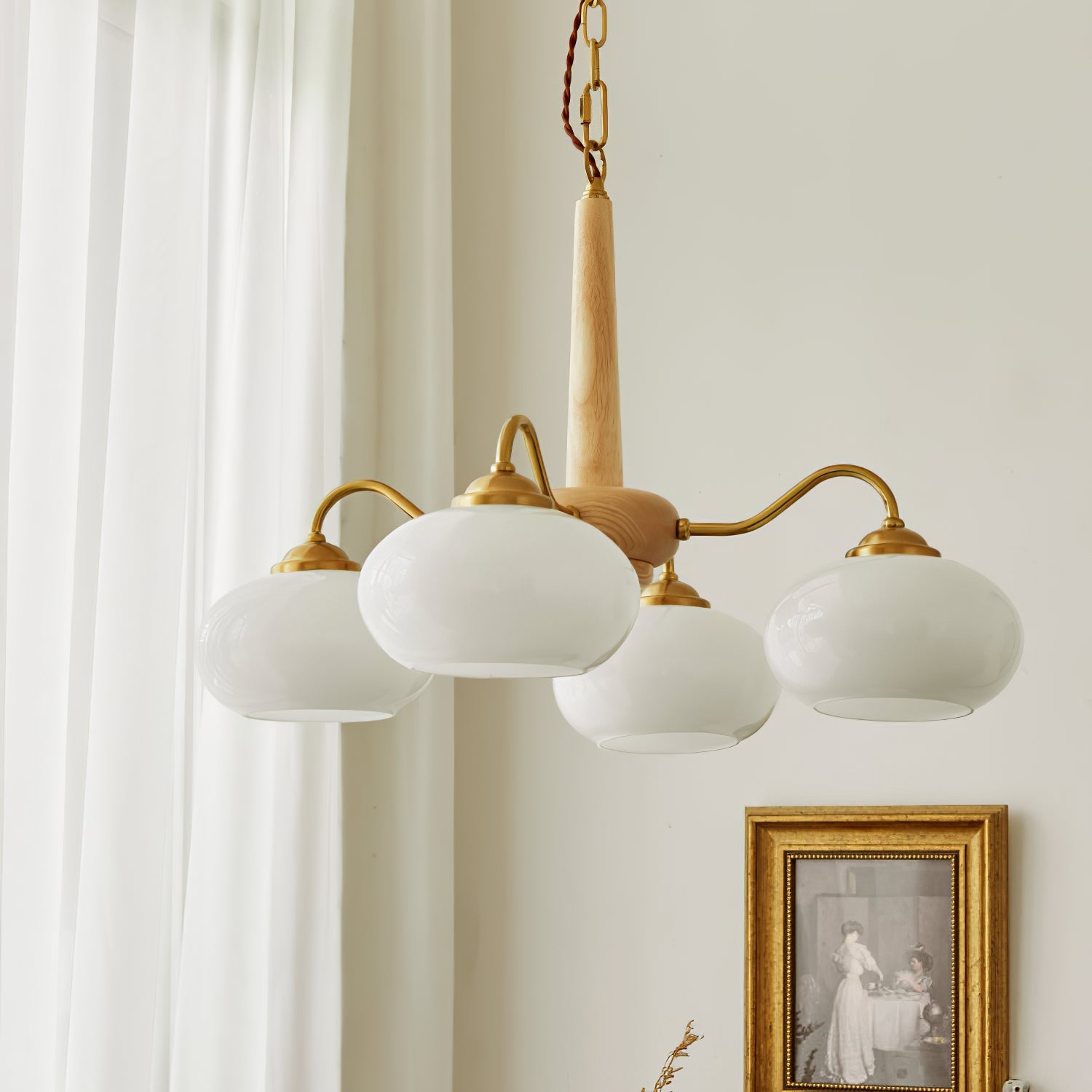 Elmiror Premium Nordic Art Wood Glass Chandelier - Letslighting