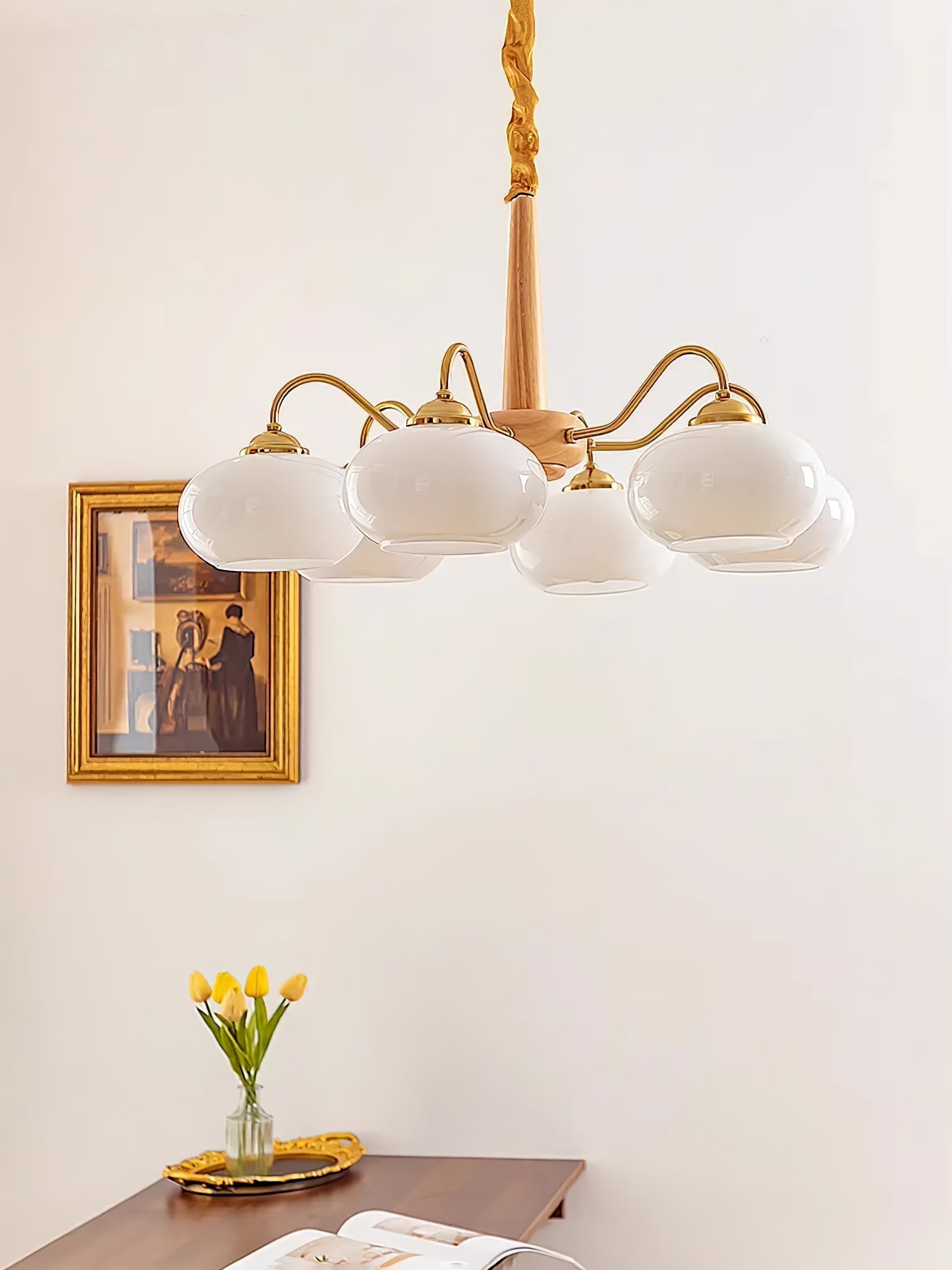 Lustra Pendant Lamp Persimmon Brass Glass Elegant - Letslighting