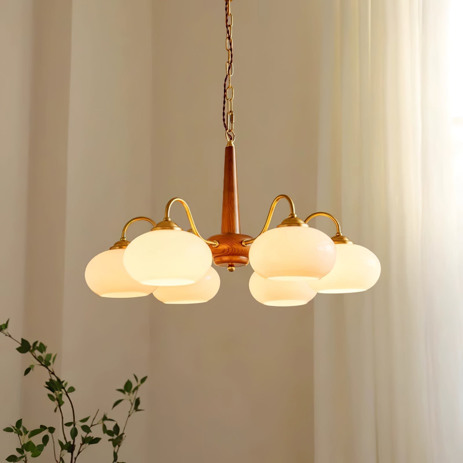 Lustra Pendant Lamp Persimmon Brass Glass Elegant - Letslighting