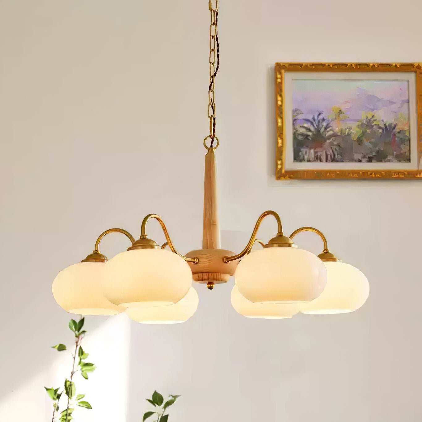 Lustra Pendant Lamp Persimmon Brass Glass Elegant - Letslighting