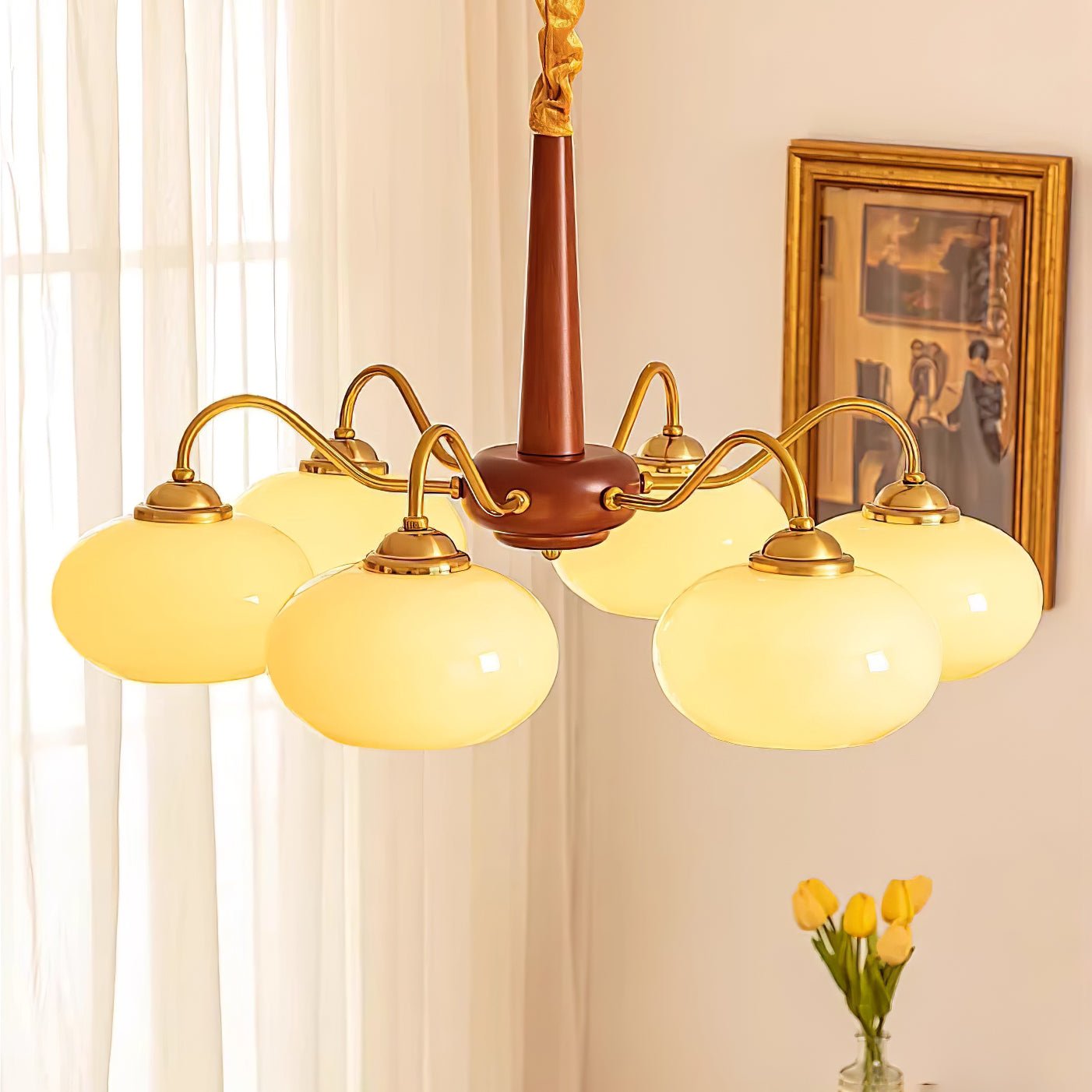 Lustra Pendant Lamp Persimmon Brass Glass Elegant - Letslighting