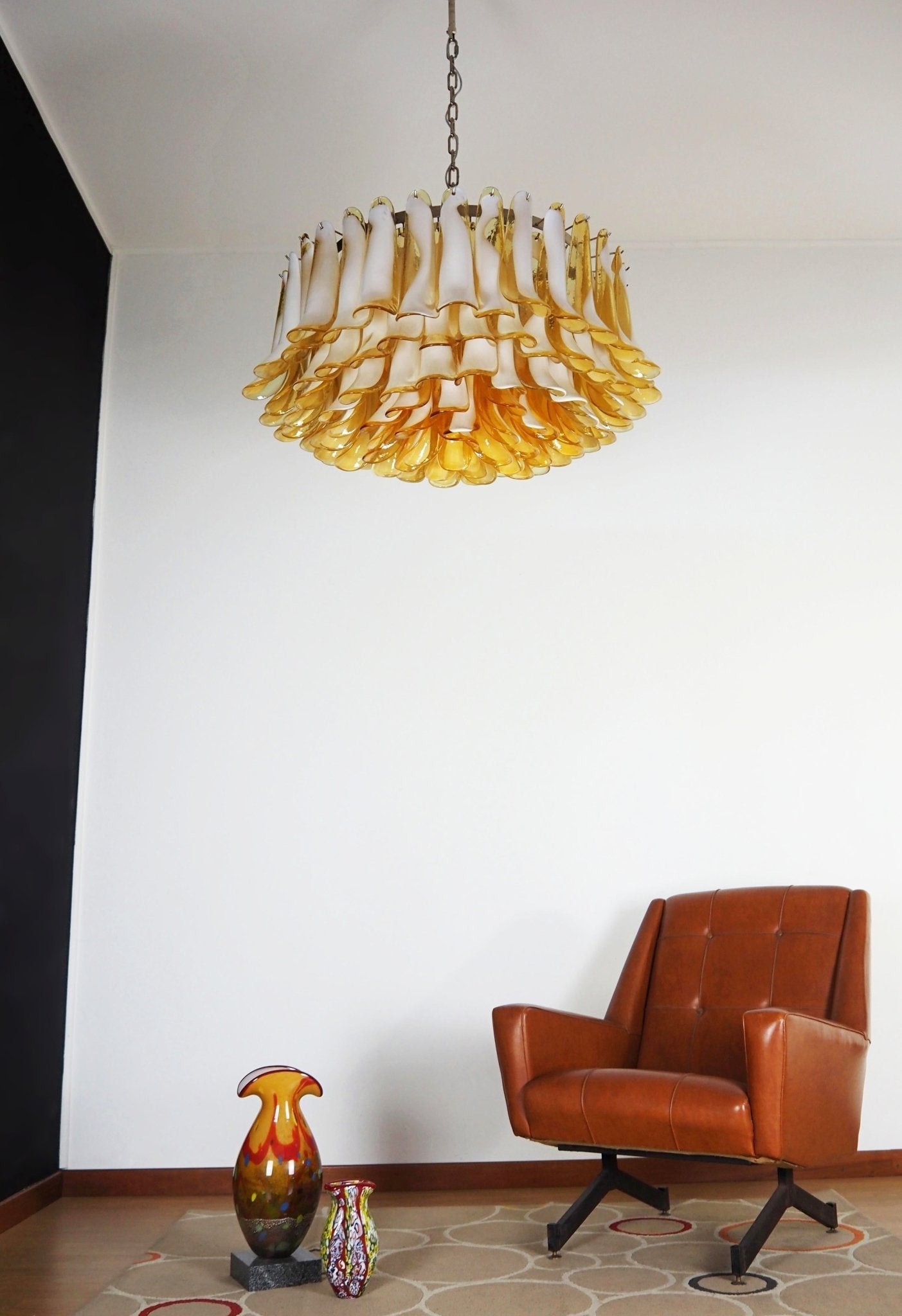 Aurora Chandelier Amber Murano Glass Petal Elegant - Letslighting