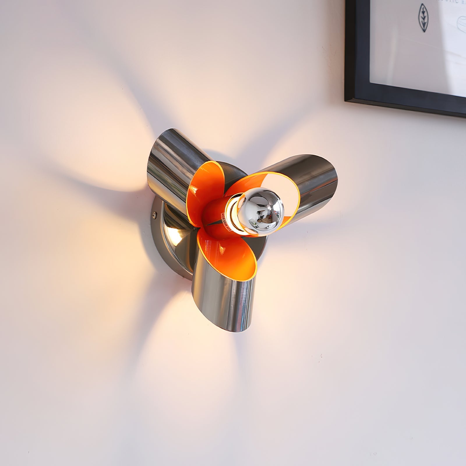 Petala Wall Lamp Chrome Petals Orange Interior - Letslighting