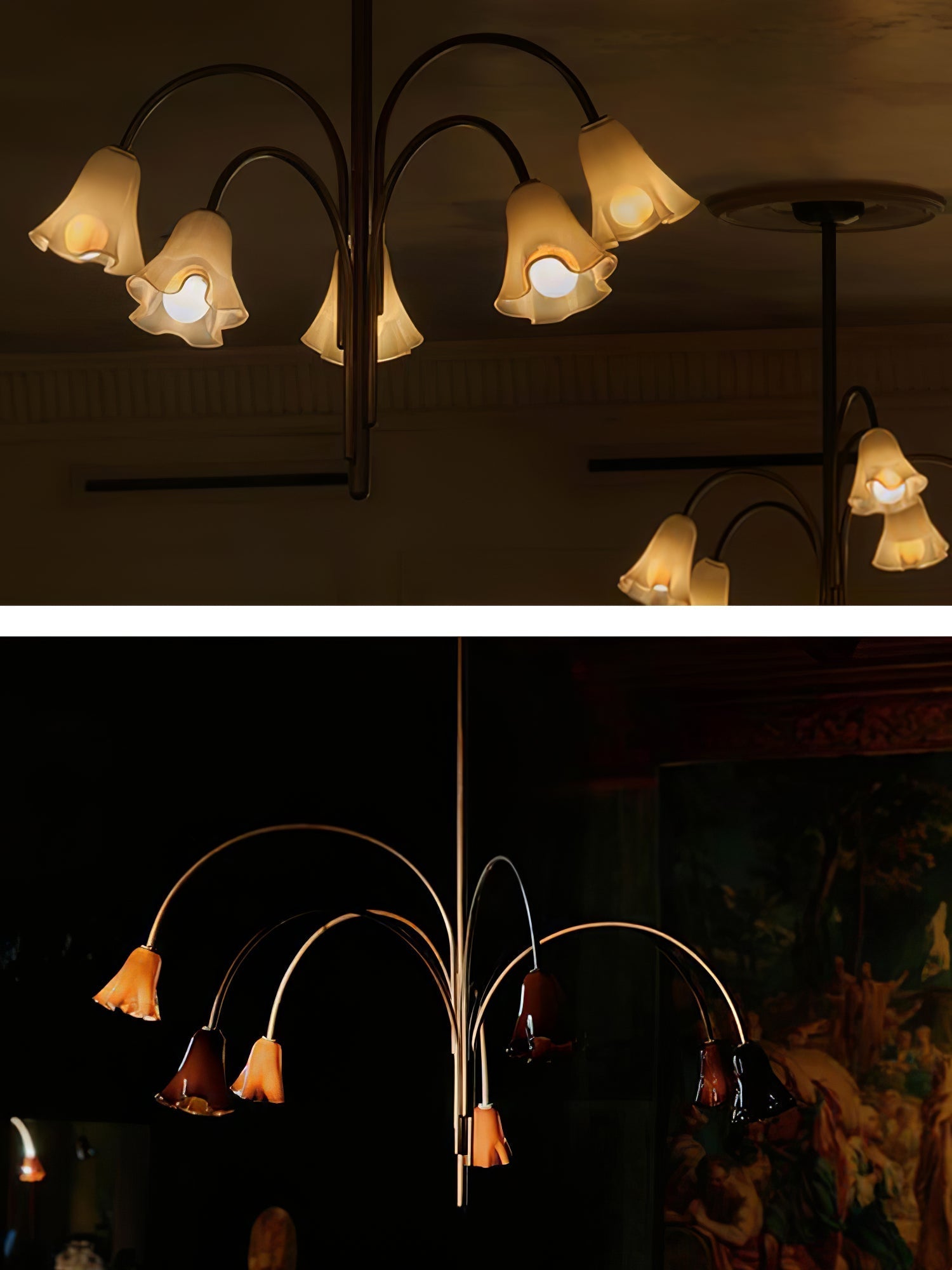 Aurora Chandelier Blossom Petal Glass Arms - Letslighting