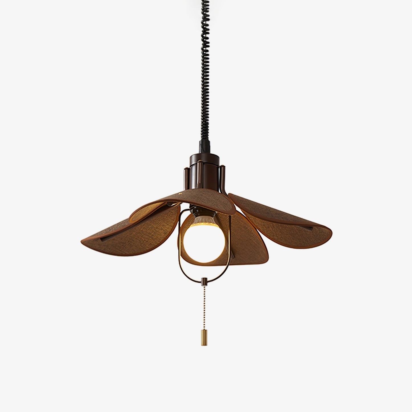 Utalion Traditional Petal Bloom Wood Fabric Pendant Light - Letslighting