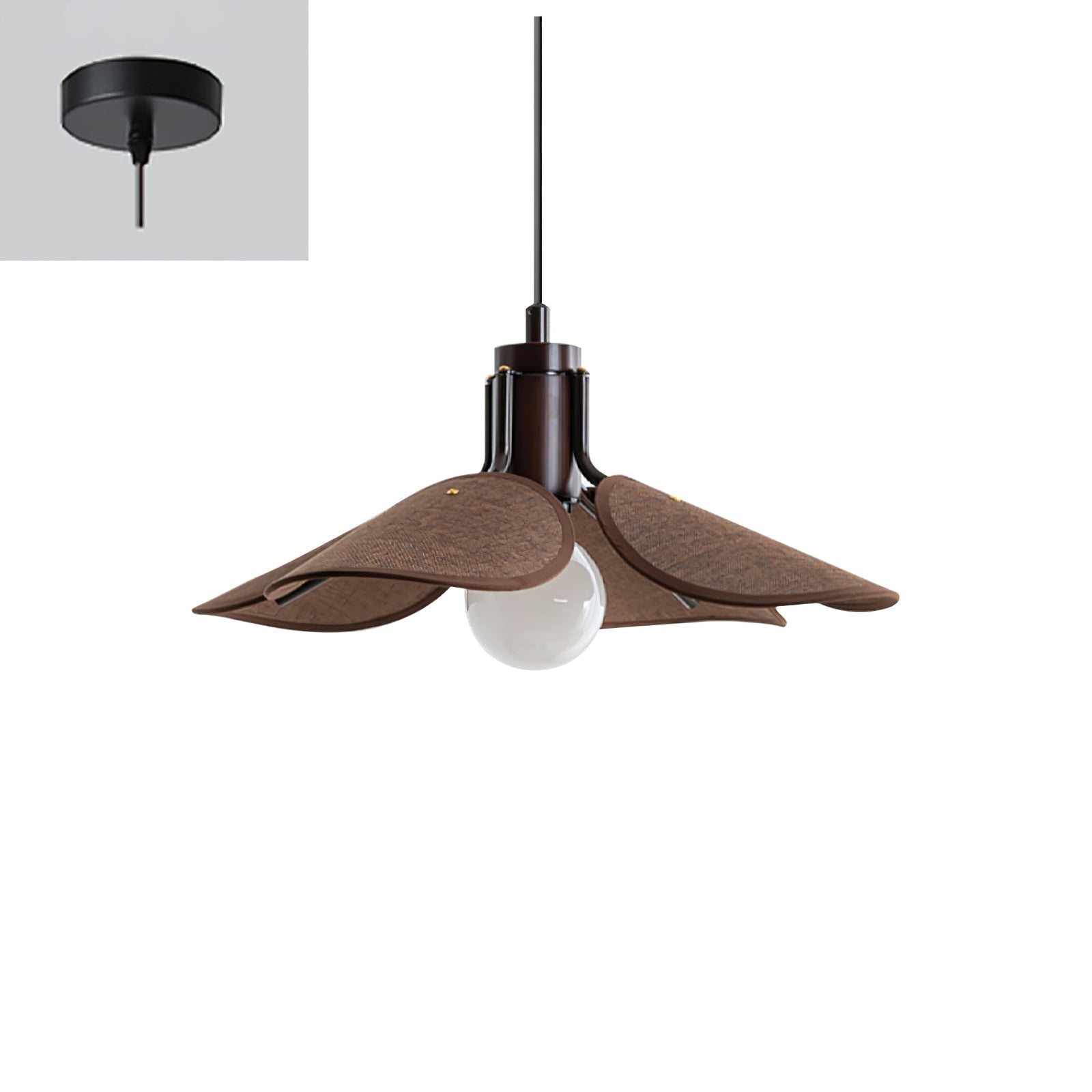 Utalion Traditional Petal Bloom Wood Fabric Pendant Light - Letslighting