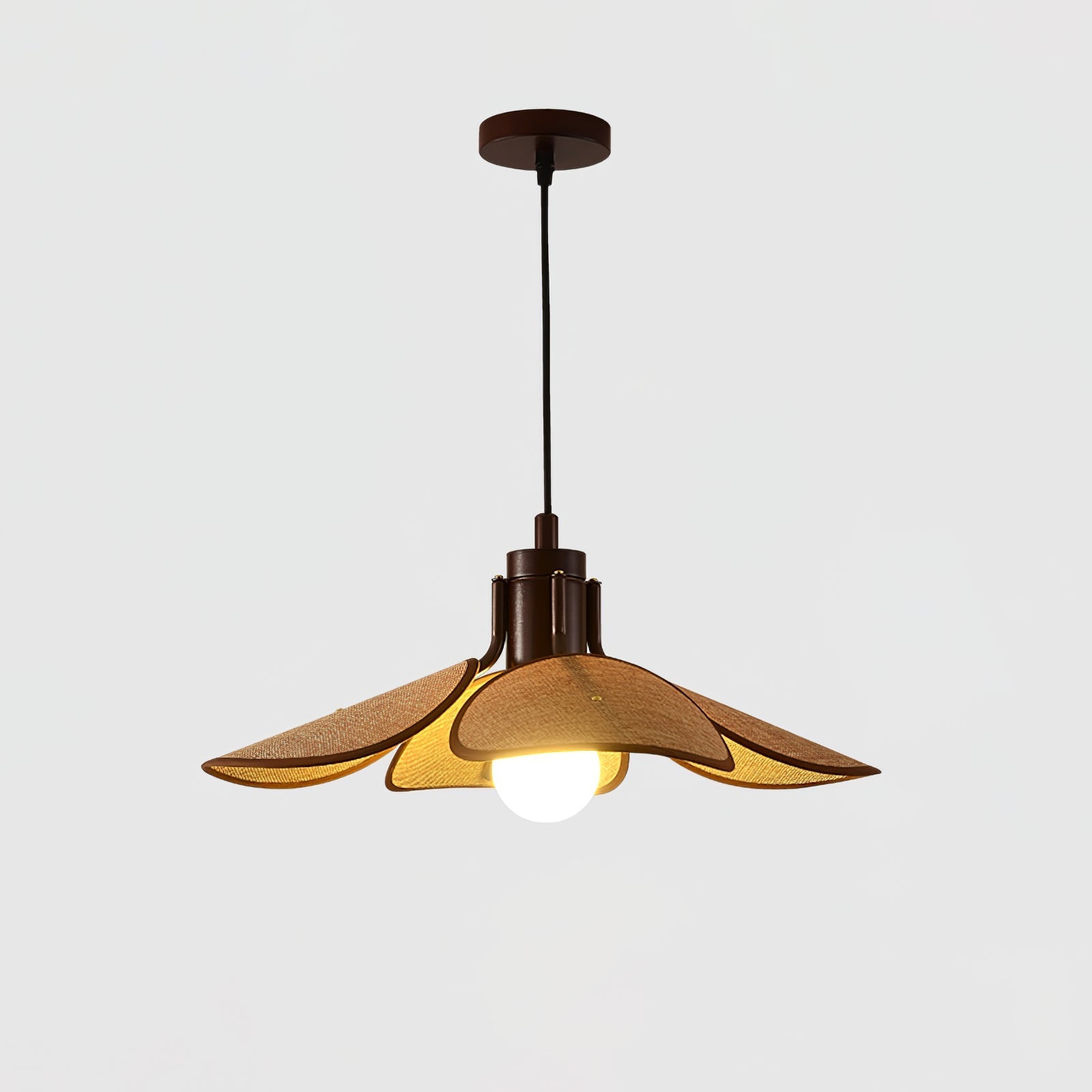Utalion Traditional Petal Bloom Wood Fabric Pendant Light - Letslighting
