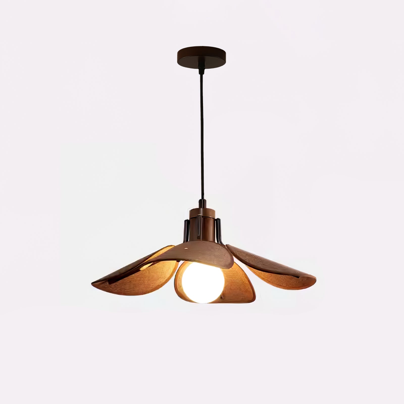 Utalion Traditional Petal Bloom Wood Fabric Pendant Light - Letslighting