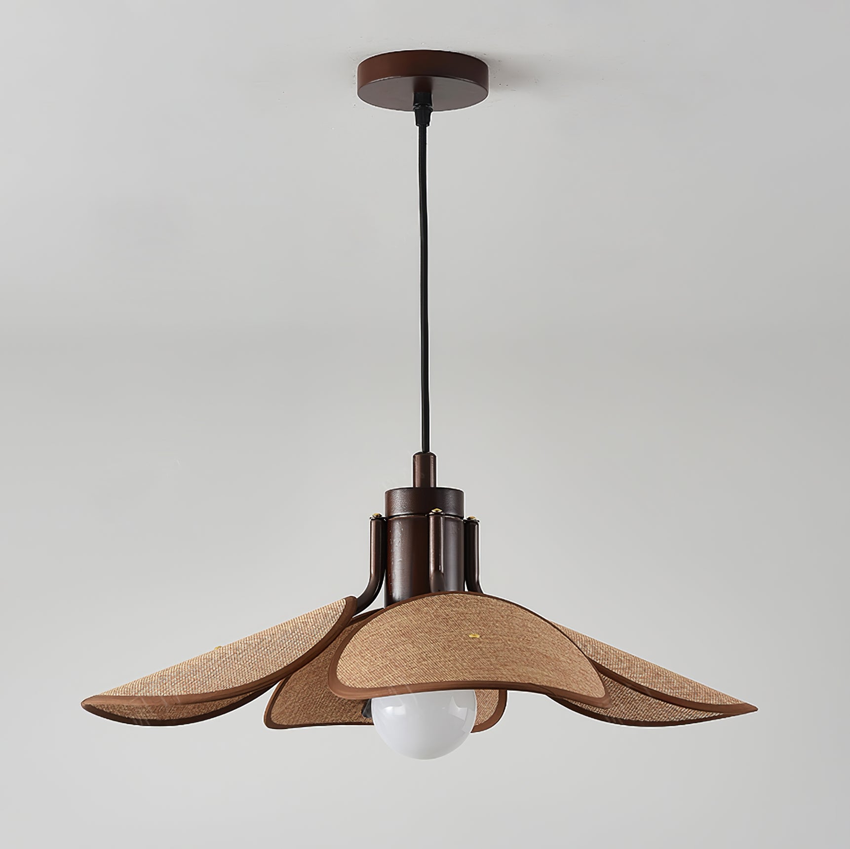 Utalion Traditional Petal Bloom Wood Fabric Pendant Light - Letslighting