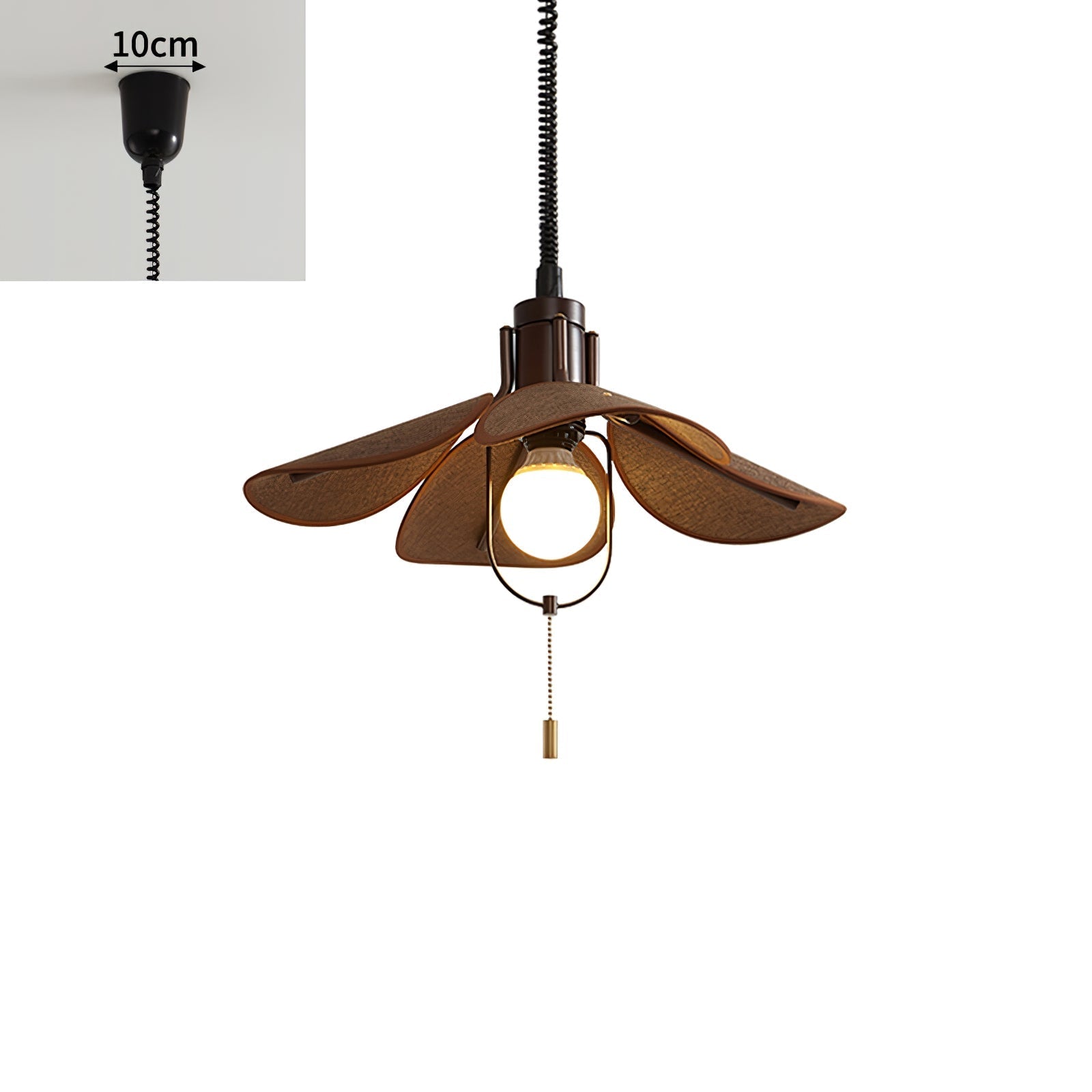 Utalion Traditional Petal Bloom Wood Fabric Pendant Light - Letslighting