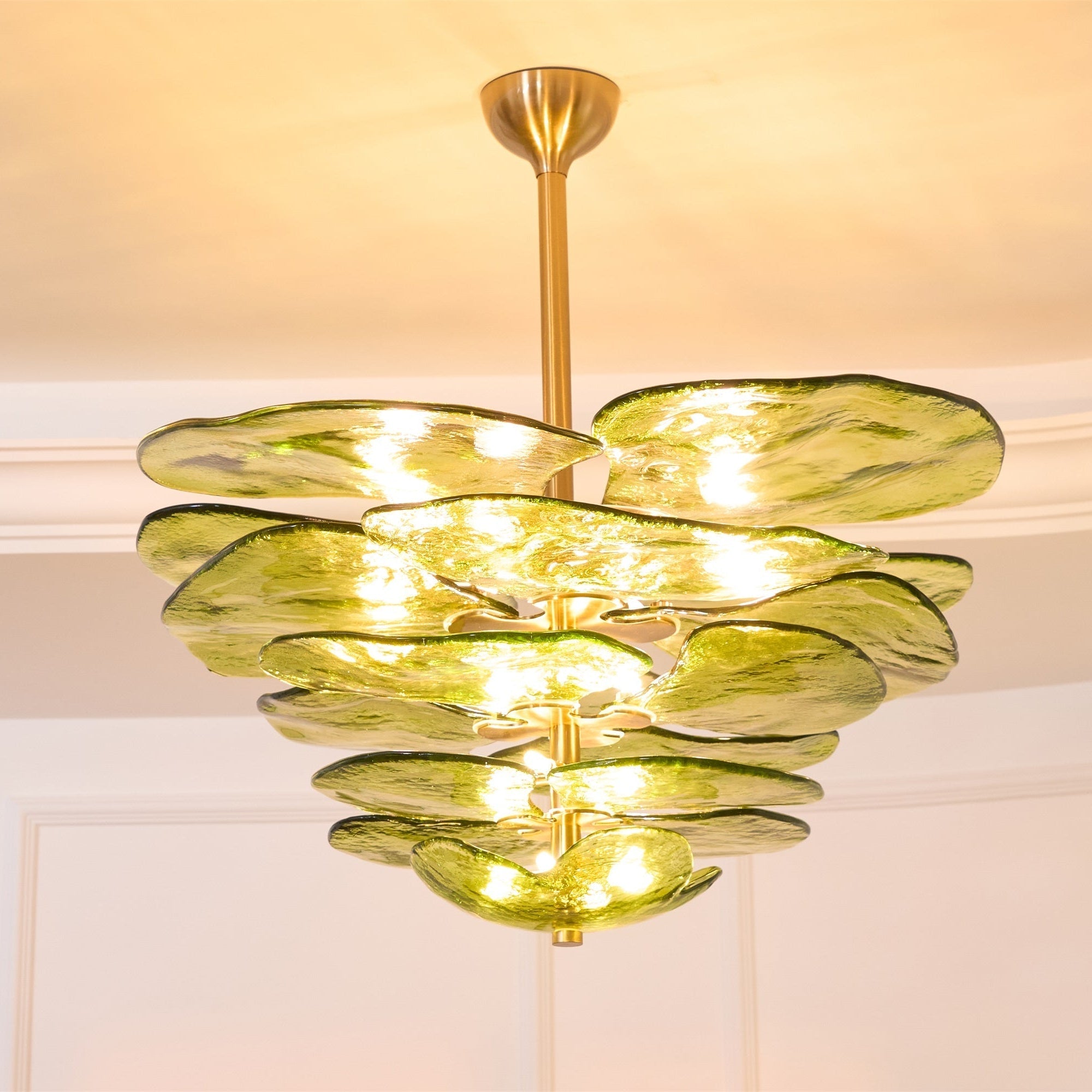 Aurora Chandelier Gold Murano Glass Petal Luxury - Letslighting
