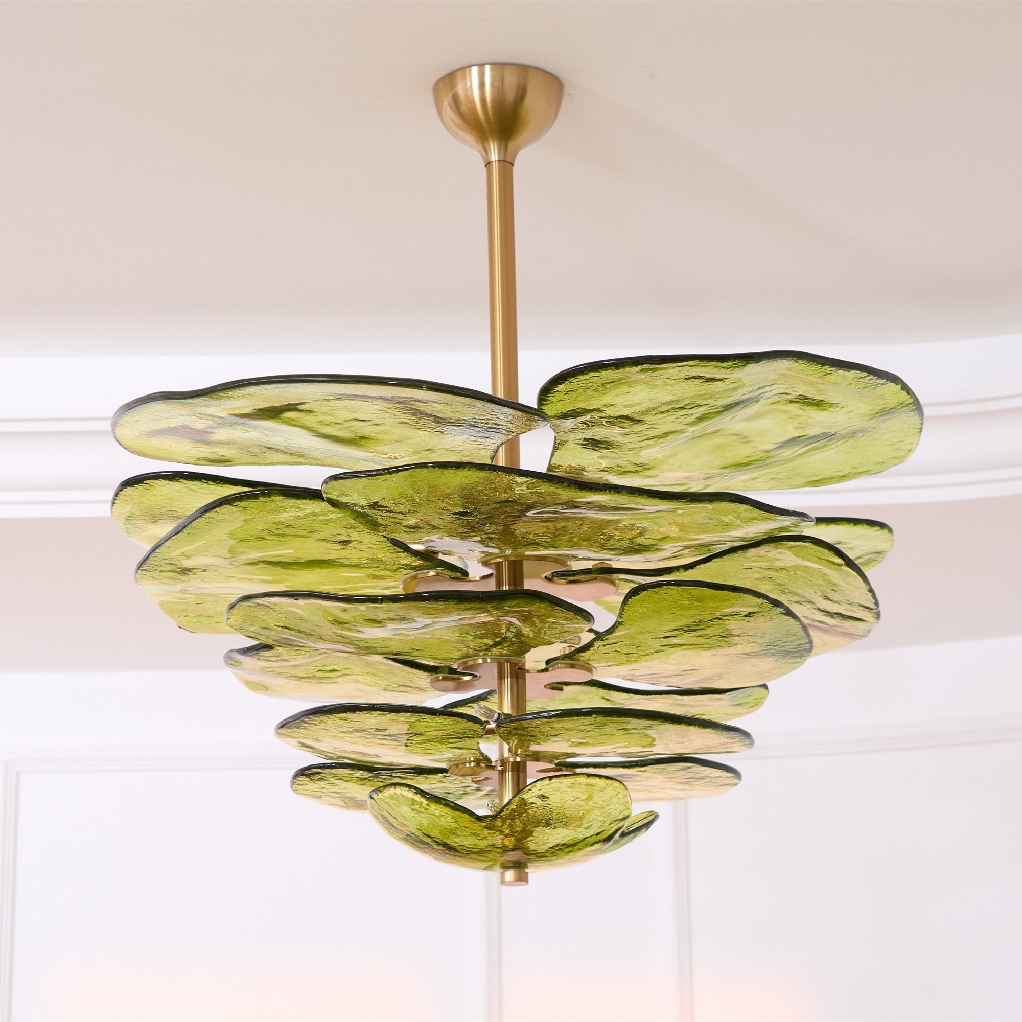 Aurora Chandelier Gold Murano Glass Petal Luxury - Letslighting
