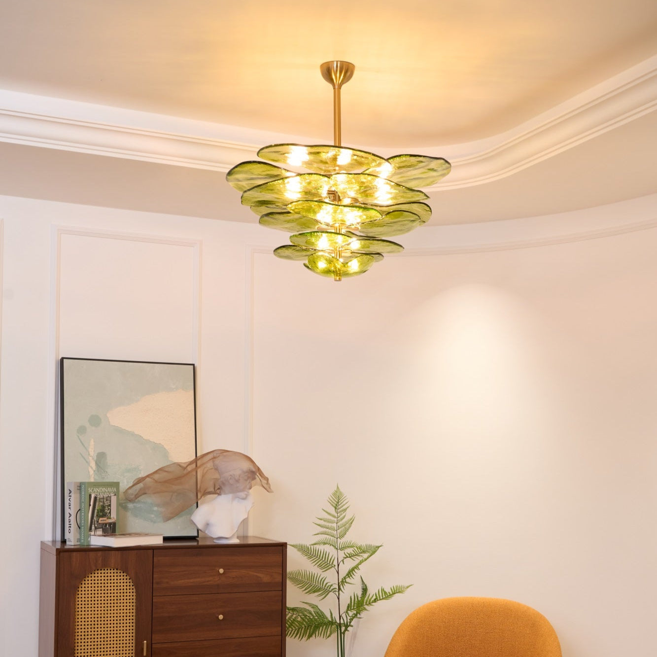 Aurora Chandelier Gold Murano Glass Petal Luxury - Letslighting