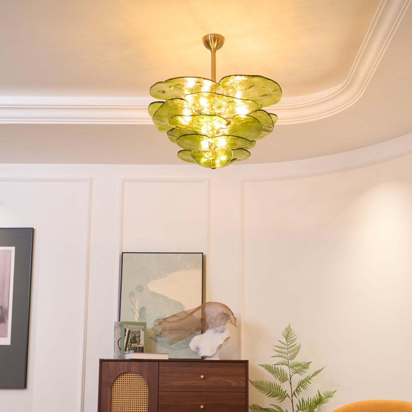 Aurora Chandelier Gold Murano Glass Petal Luxury - Letslighting