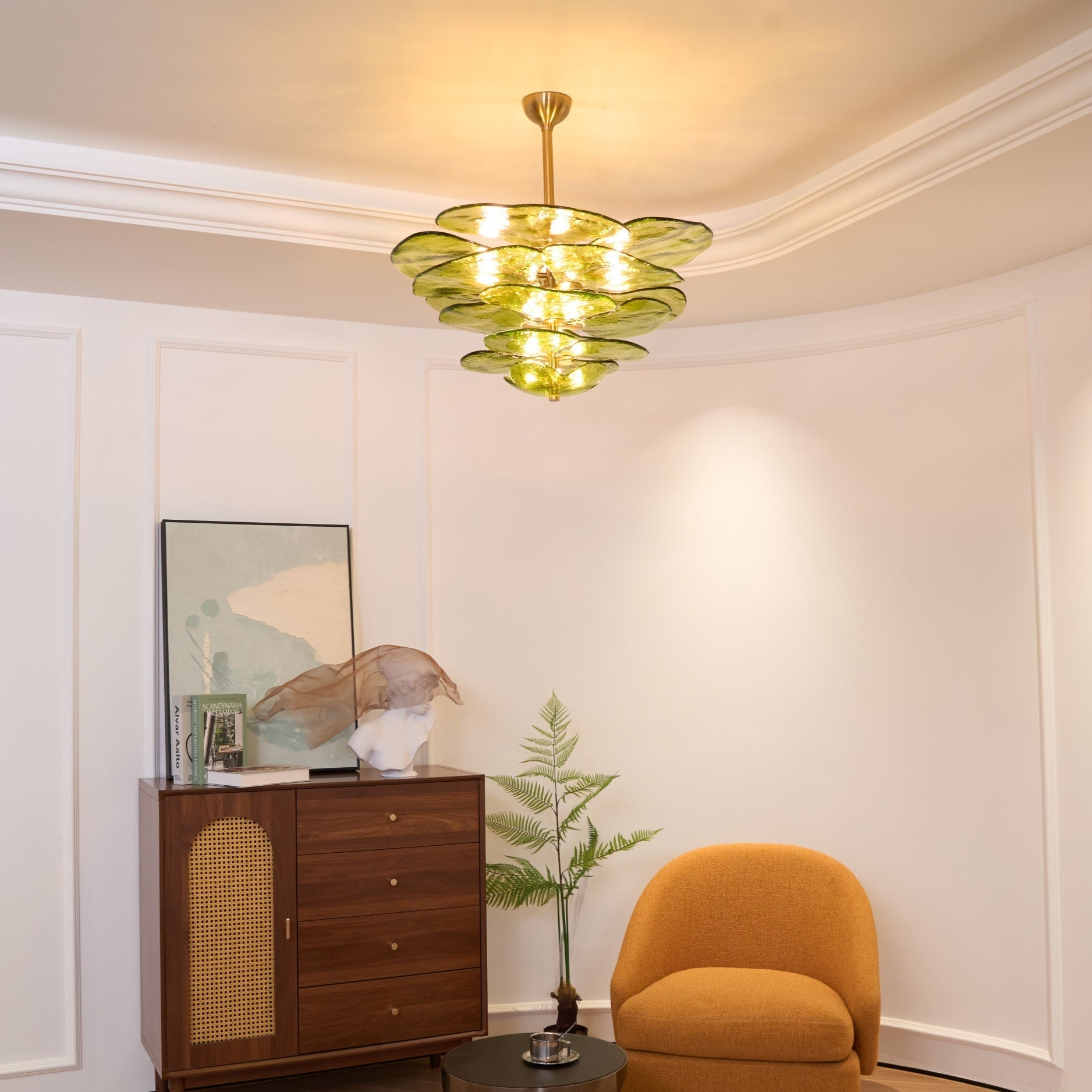 Aurora Chandelier Gold Murano Glass Petal Luxury - Letslighting
