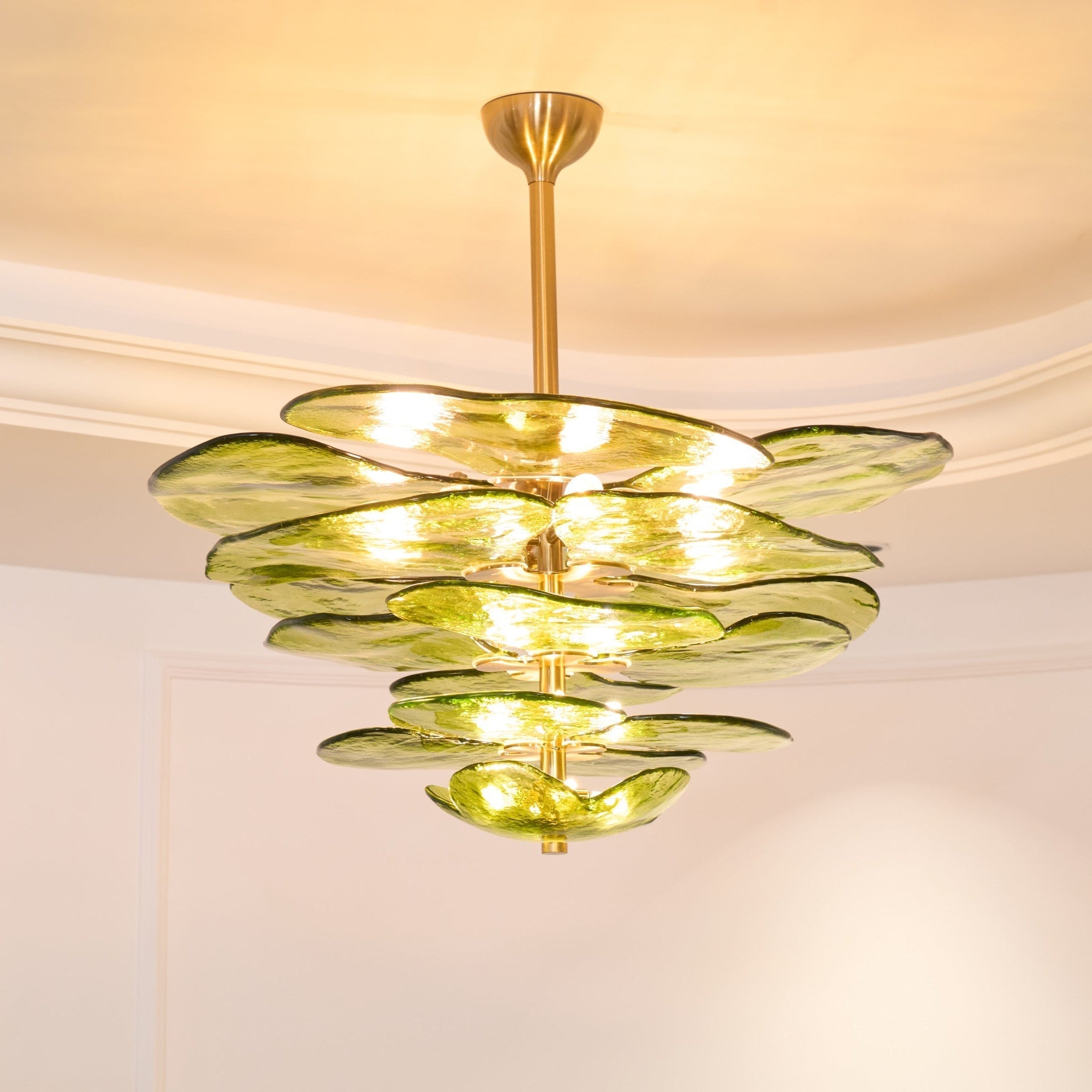 Aurora Chandelier Gold Murano Glass Petal Luxury - Letslighting