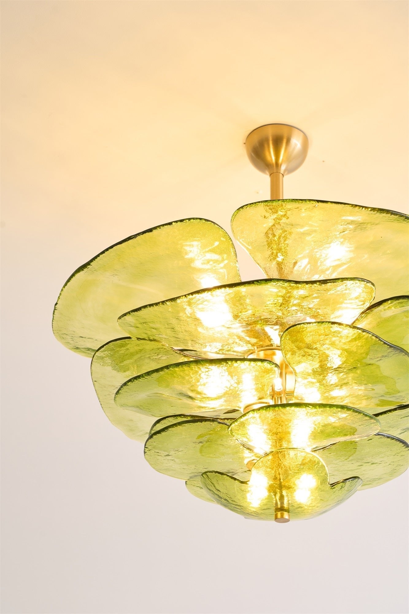 Aurora Chandelier Gold Murano Glass Petal Luxury - Letslighting