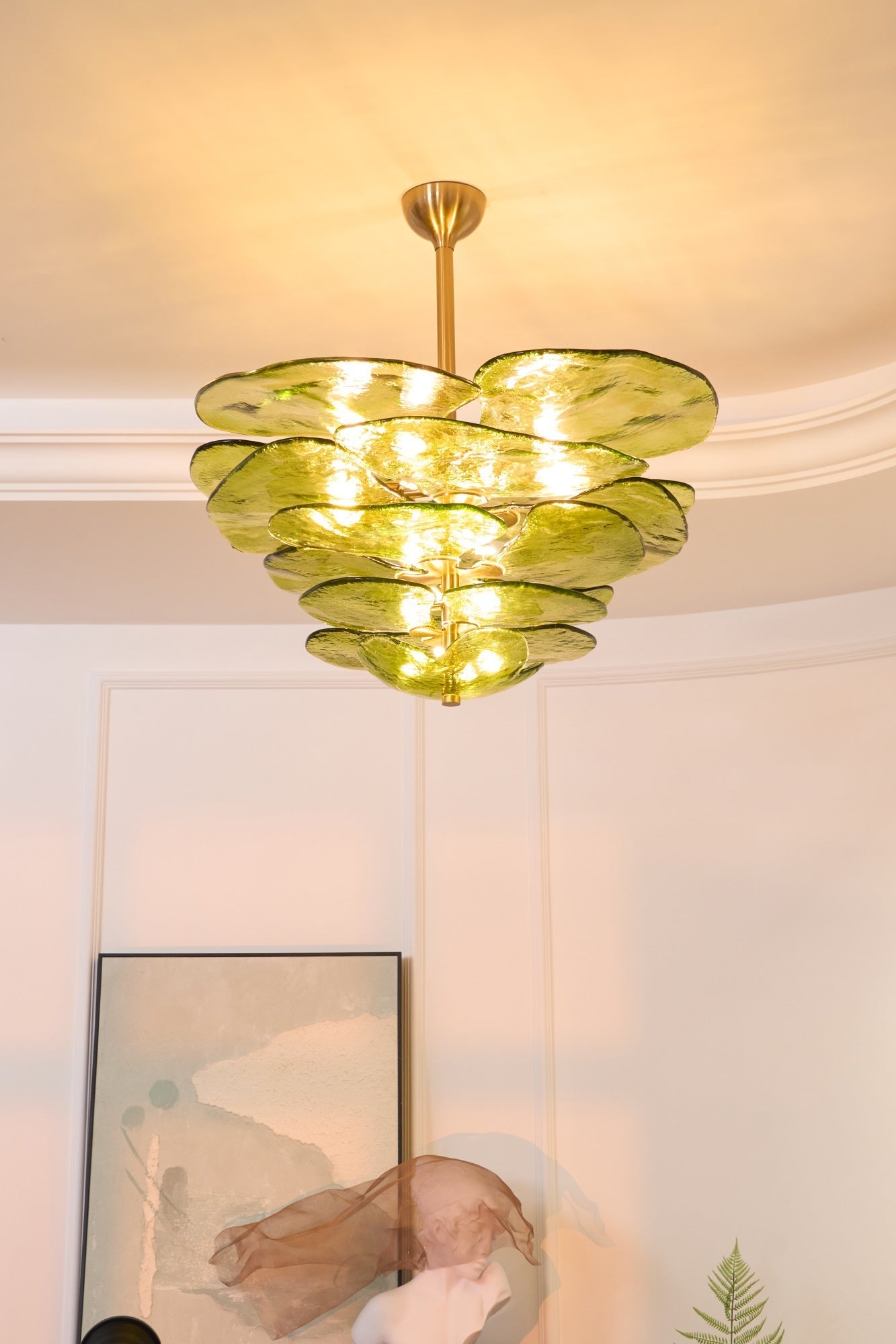 Aurora Chandelier Gold Murano Glass Petal Luxury - Letslighting