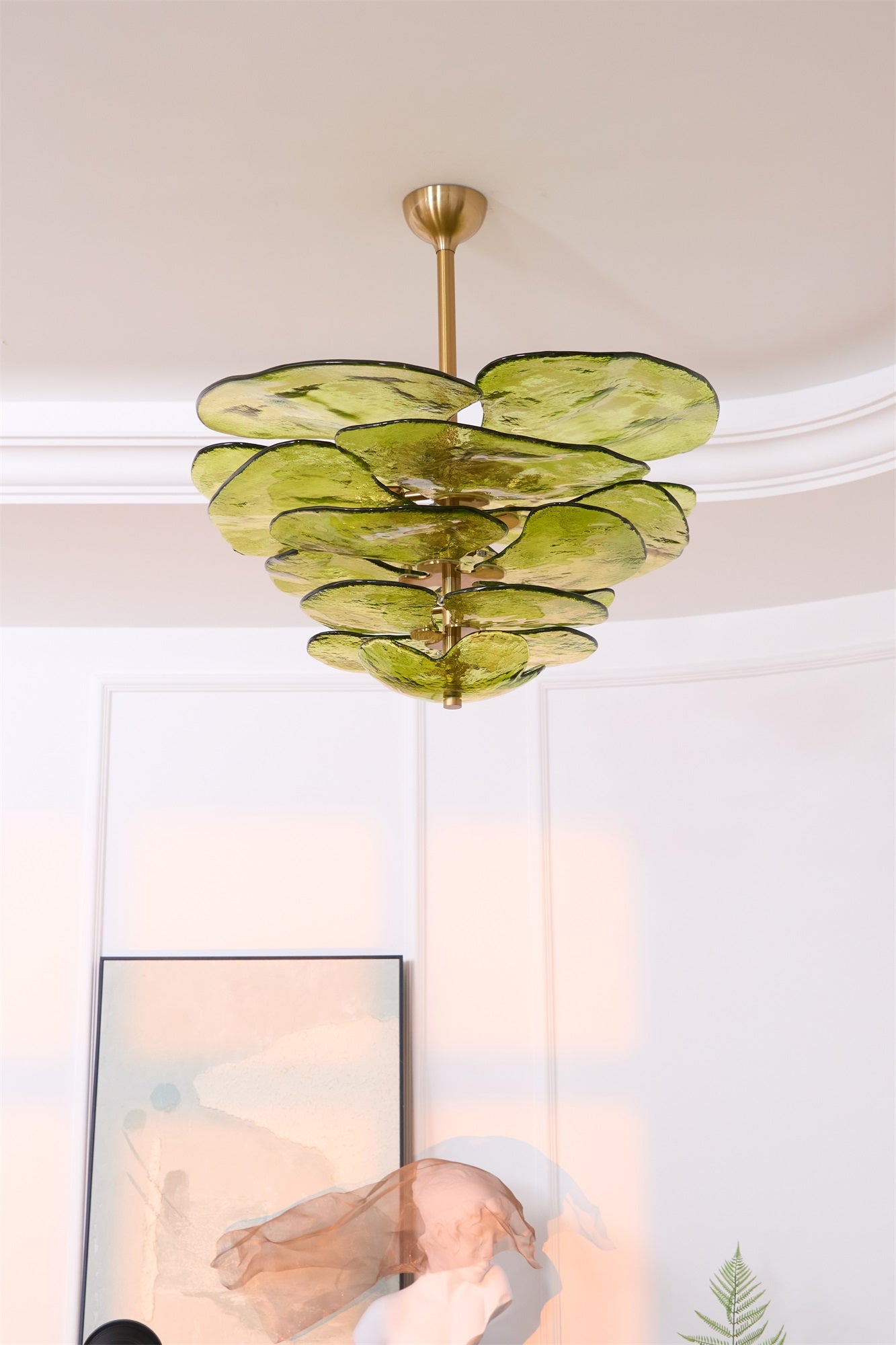 Aurora Chandelier Gold Murano Glass Petal Luxury - Letslighting
