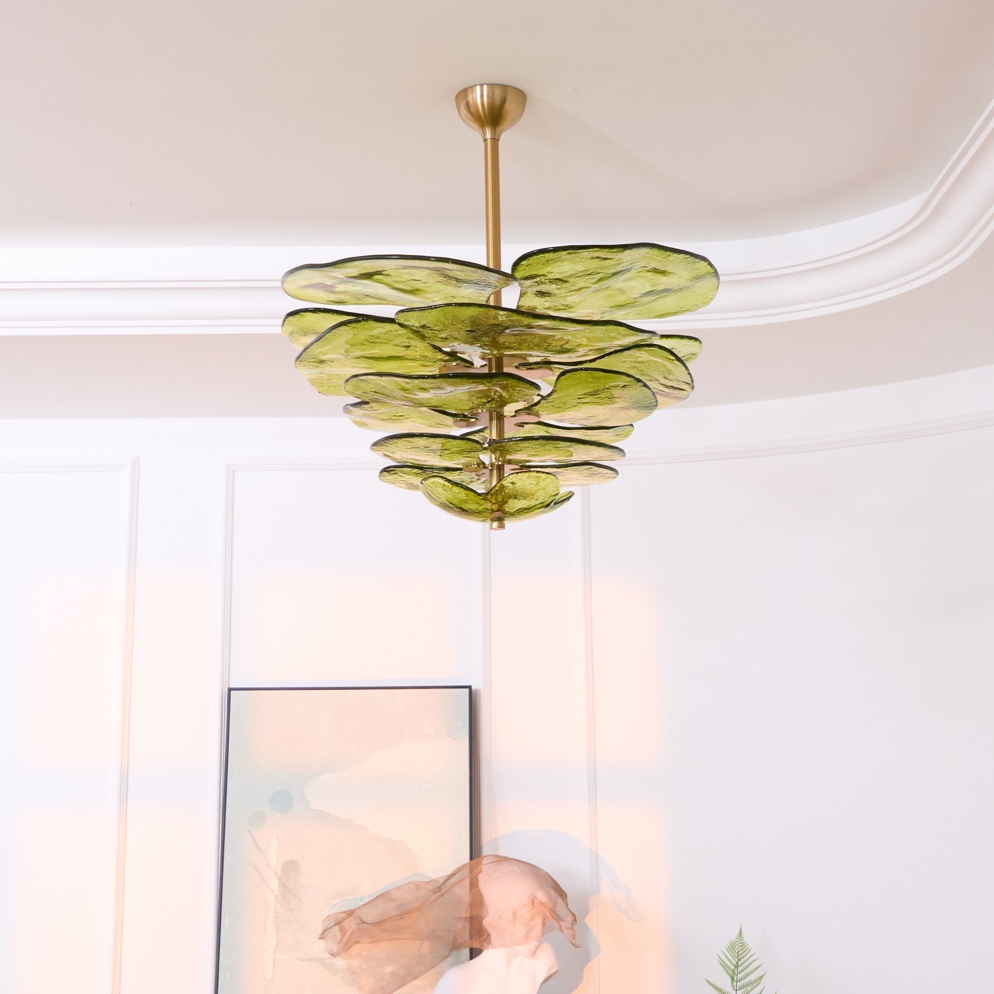 Aurora Chandelier Gold Murano Glass Petal Luxury - Letslighting