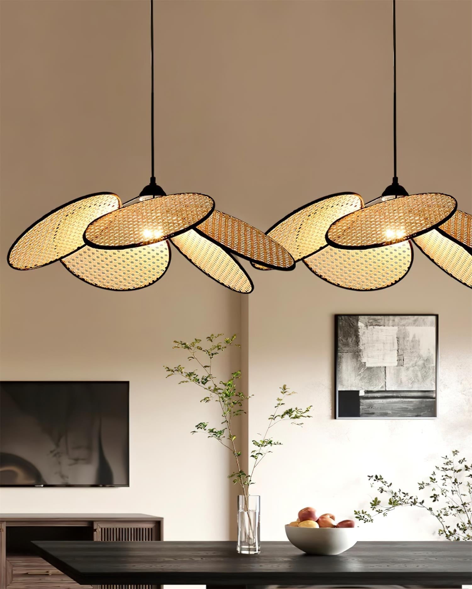 Vemarora Premium Elegance Petals Rattan Fabric Pendant Lamp - Letslighting