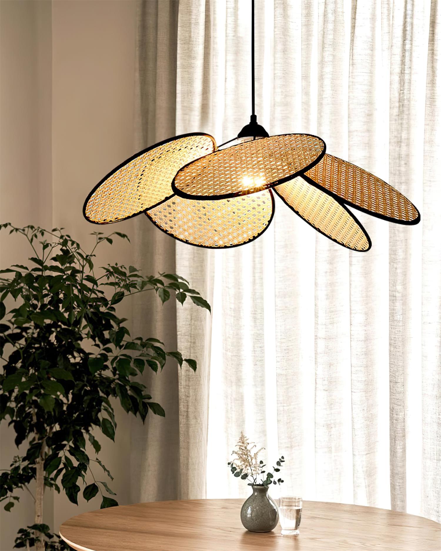 Vemarora Premium Elegance Petals Rattan Fabric Pendant Lamp - Letslighting