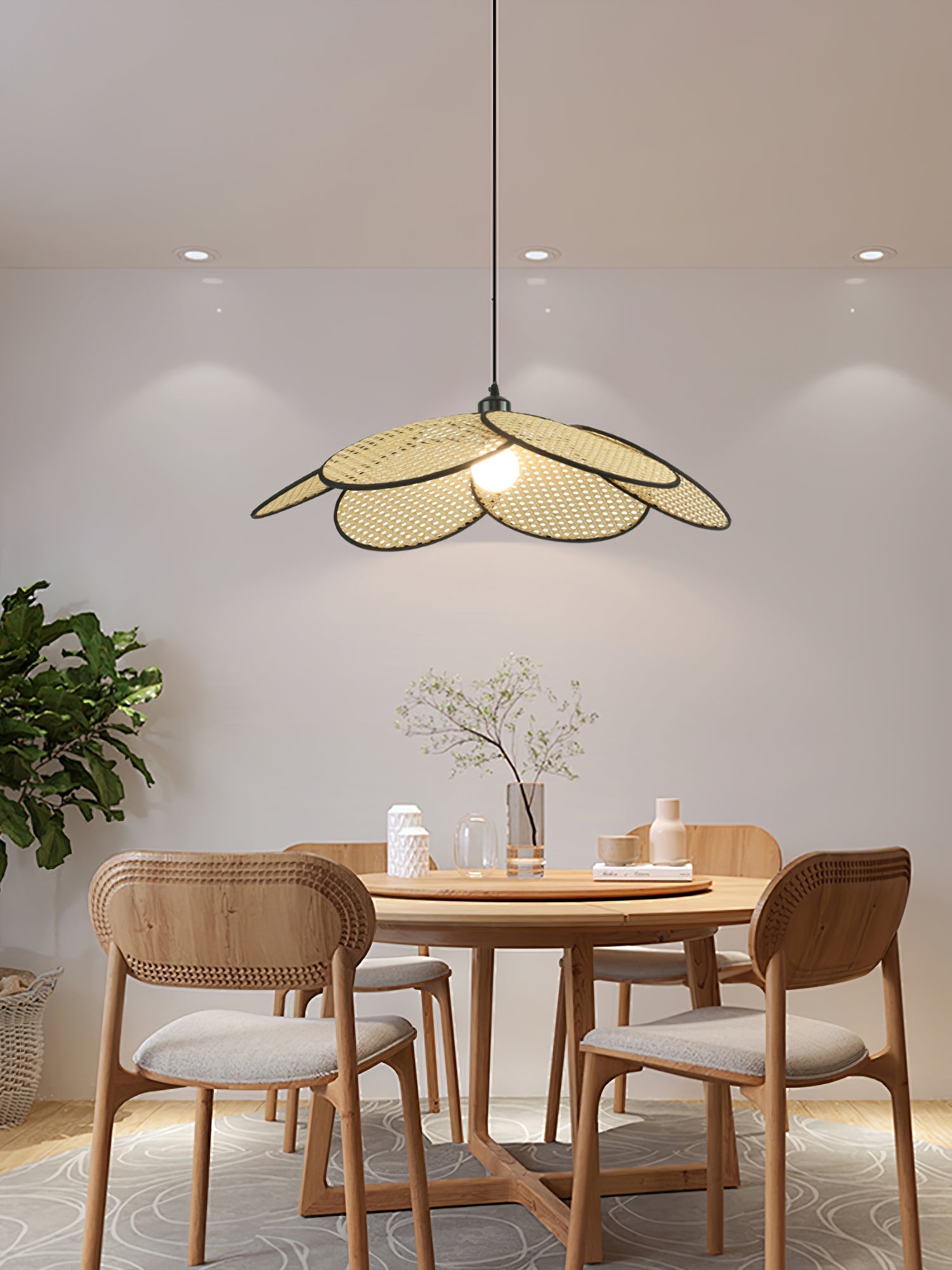 Vemarora Premium Elegance Petals Rattan Fabric Pendant Lamp - Letslighting