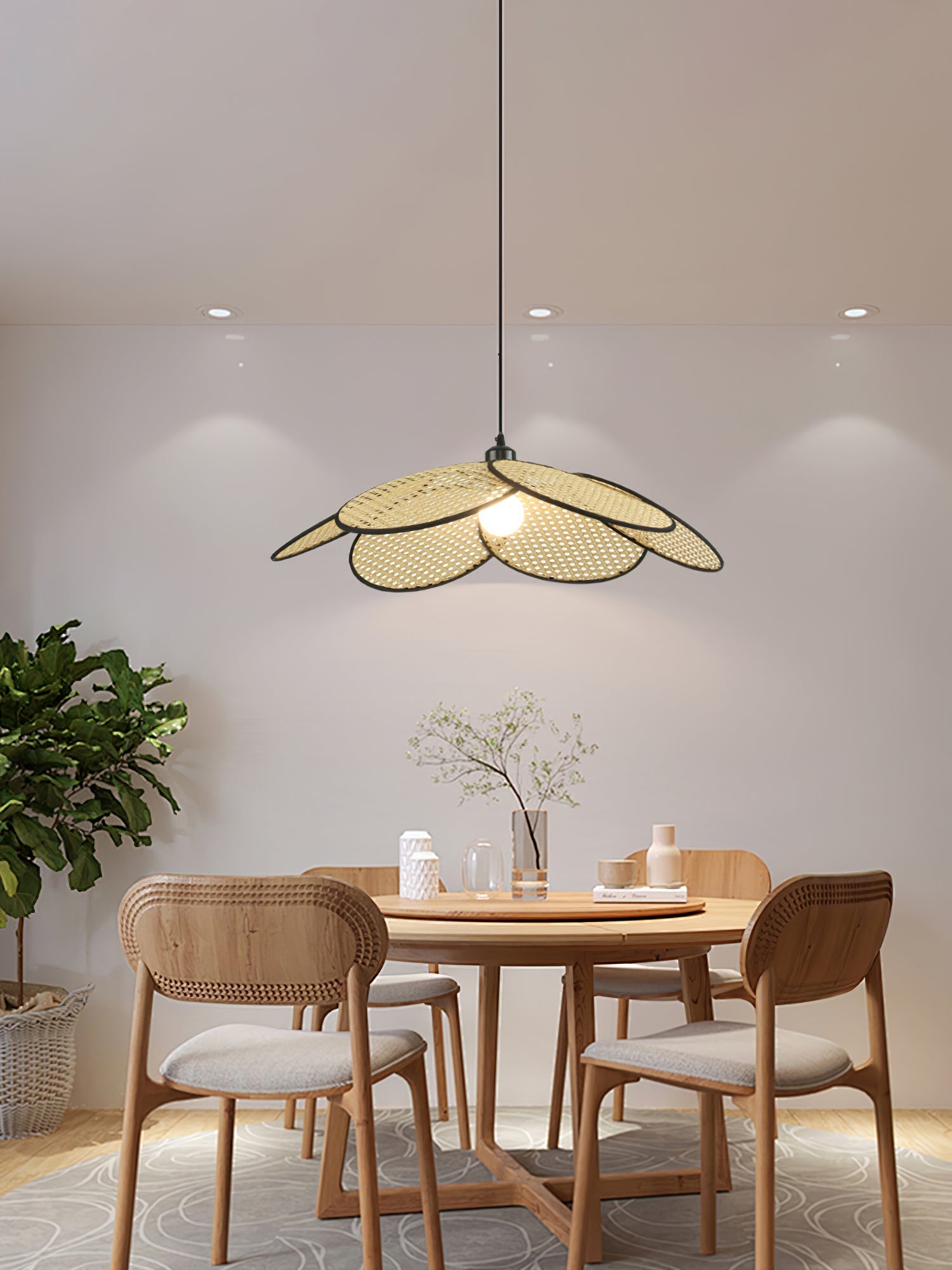 Vemarora Premium Elegance Petals Rattan Fabric Pendant Lamp - Letslighting