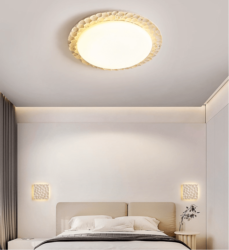 Petra Modern Travertine & Acrylic Ceiling Light