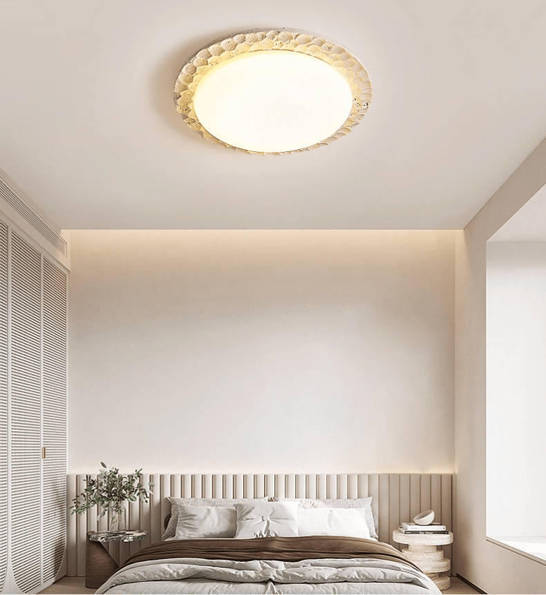 Petra Modern Travertine & Acrylic Ceiling Light