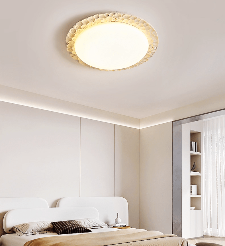 Petra Modern Travertine & Acrylic Ceiling Light