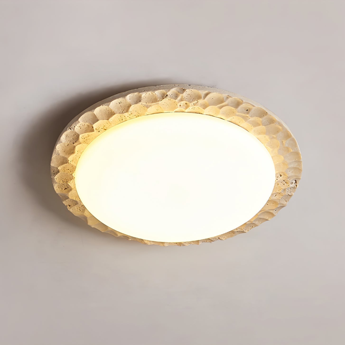 Petra Modern Travertine & Acrylic Ceiling Light