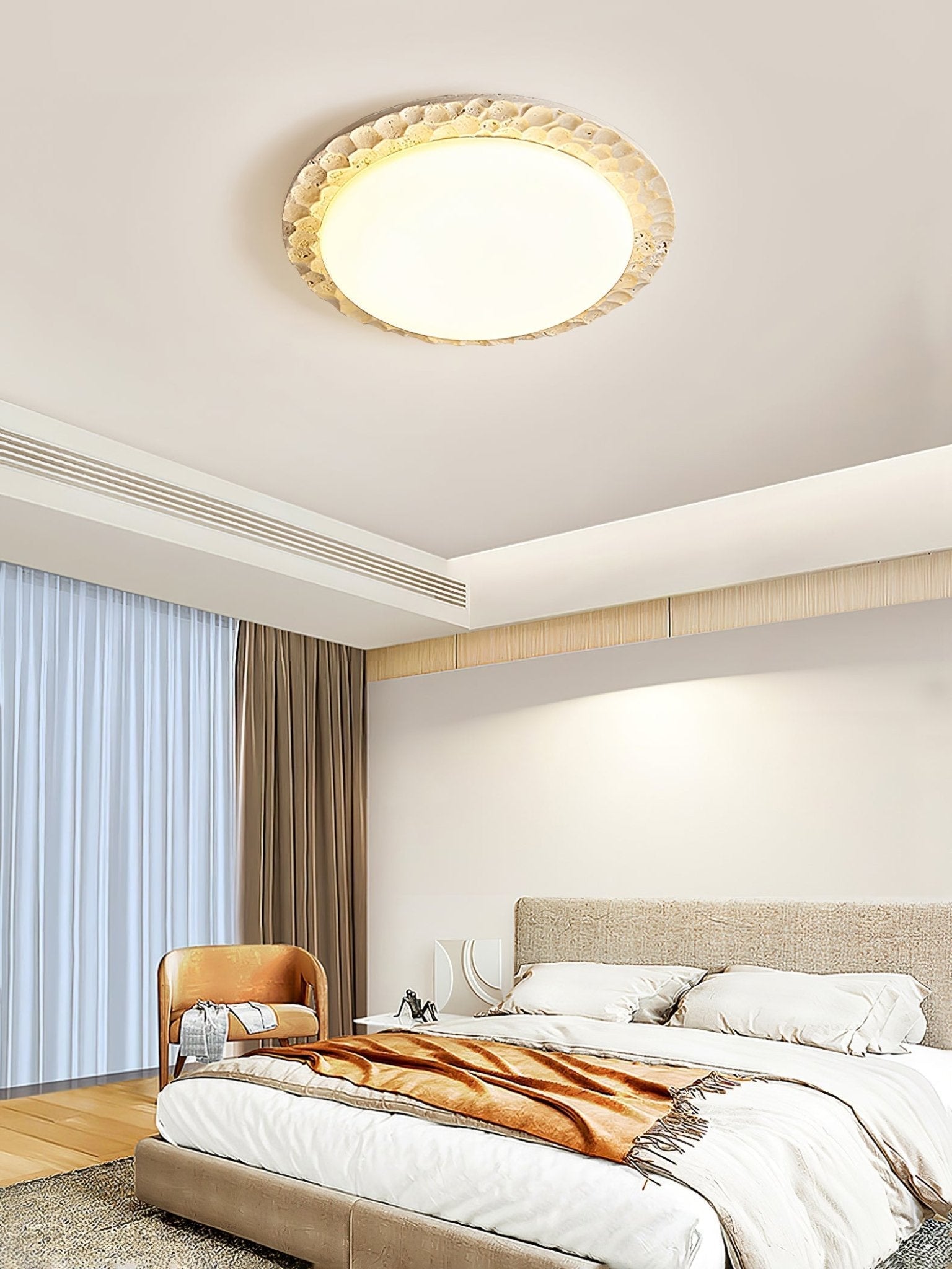 Petra Modern Travertine & Acrylic Ceiling Light