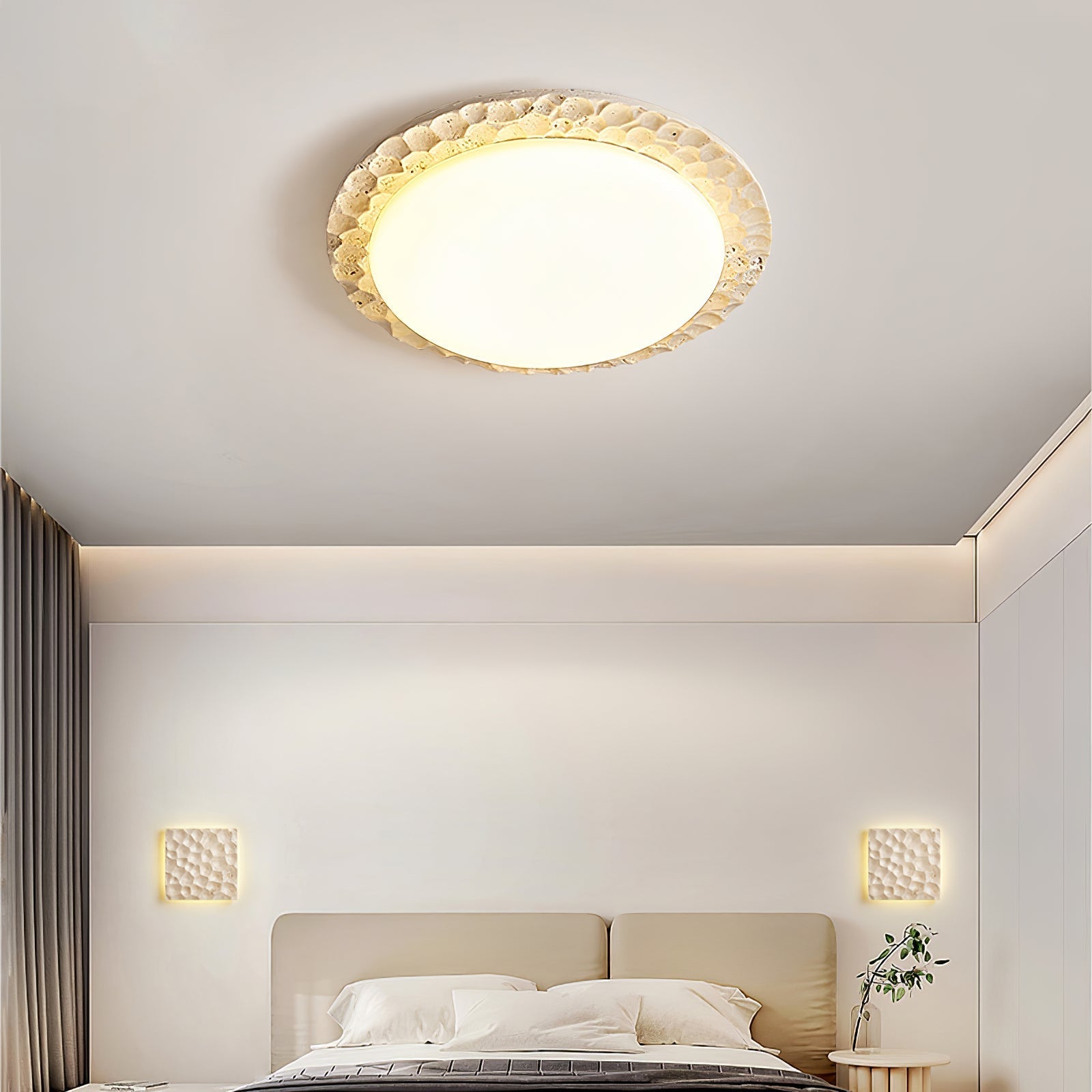 Petra Modern Travertine & Acrylic Ceiling Light
