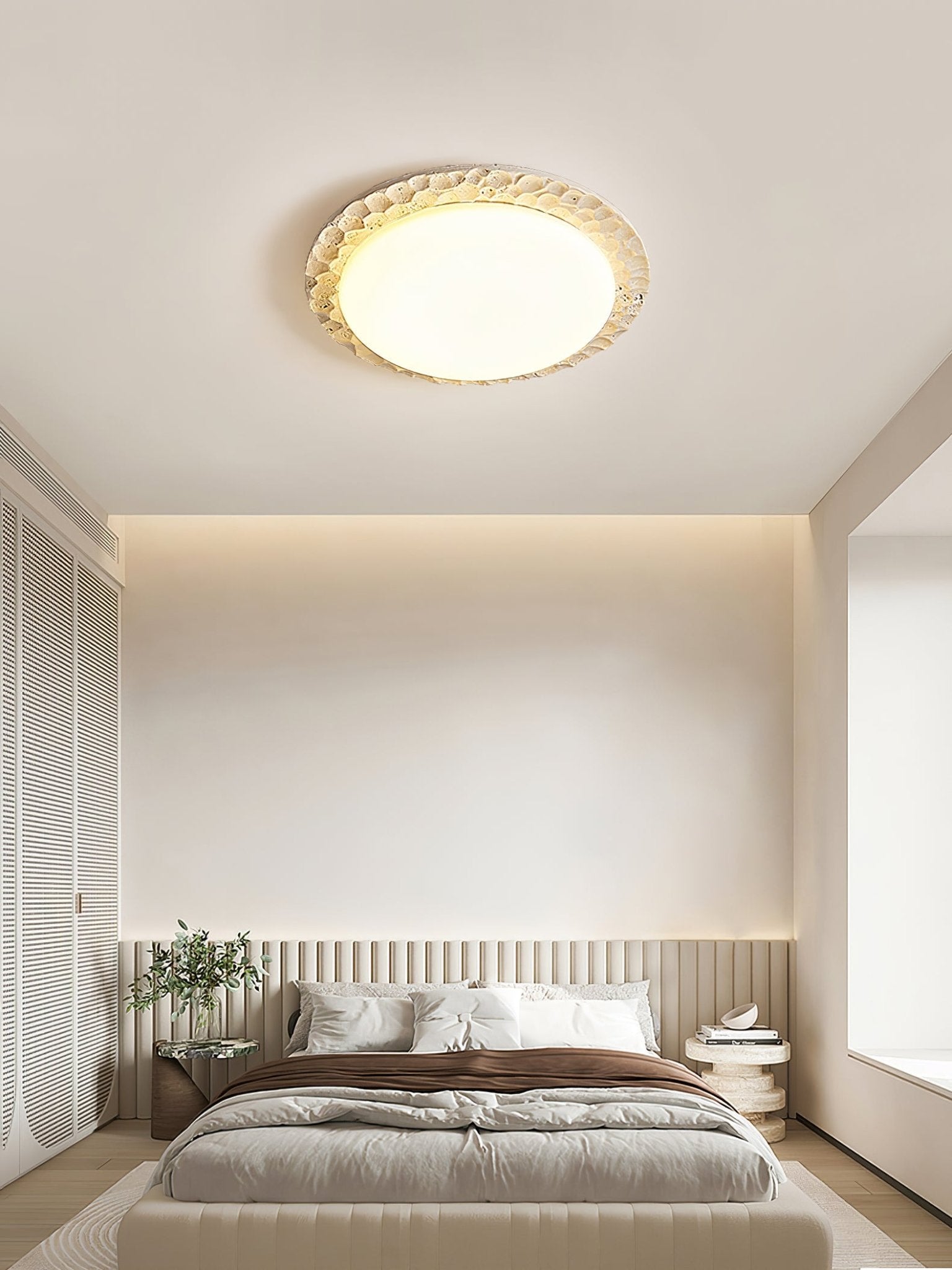 Petra Modern Travertine & Acrylic Ceiling Light