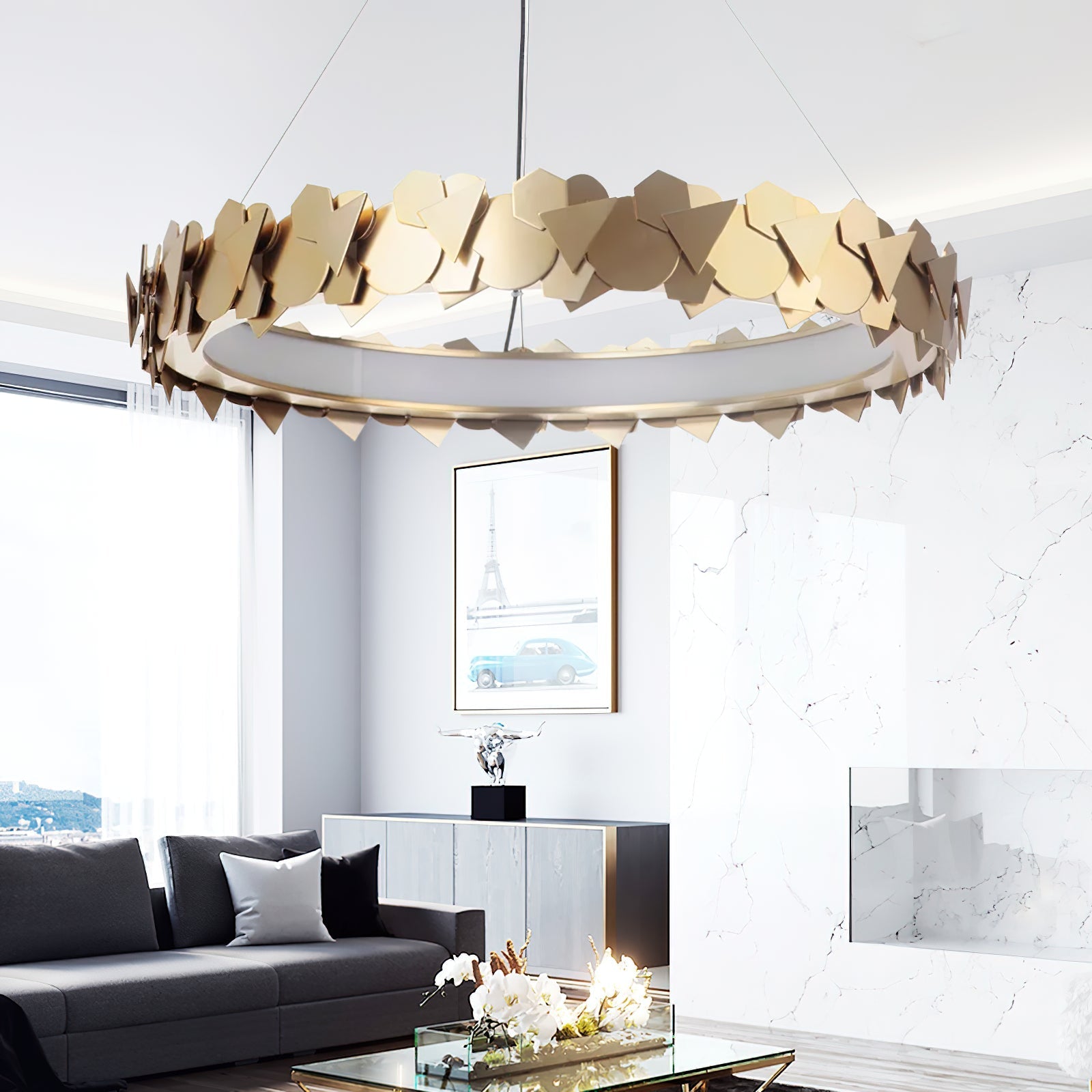Philomenos Modern Minimalist Halo Chandelier - Letslighting