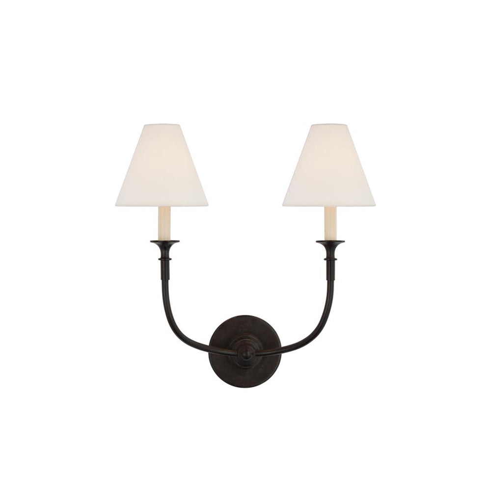 Silva Vintage Wall Lamp Fabric  Black/White/Brass  Arm
