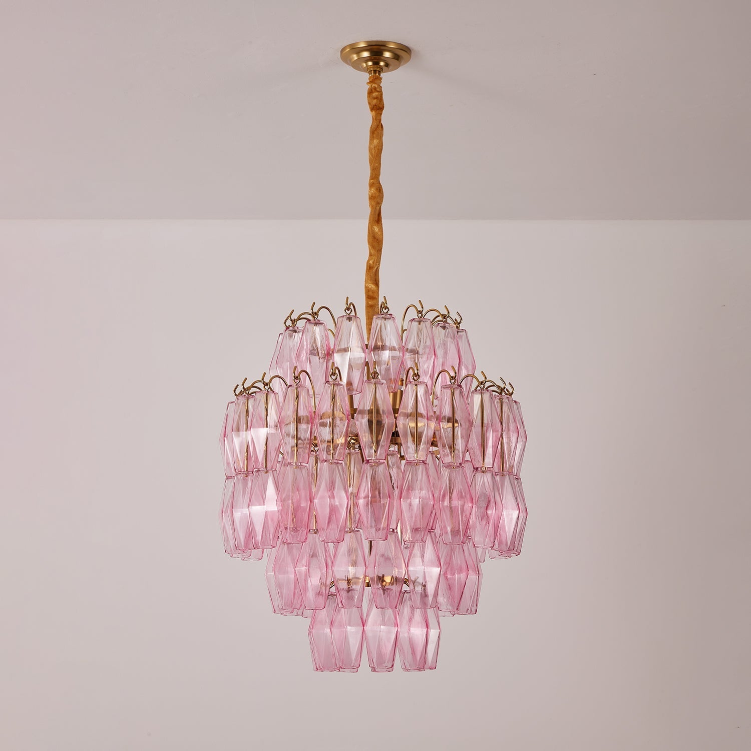Aurora Chandelier Pink Murano Glass Layered Glam