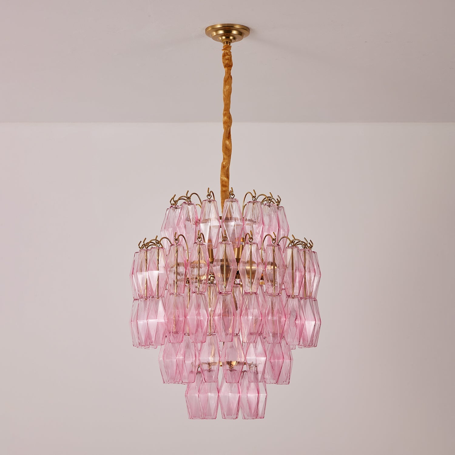 Aurora Chandelier Pink Murano Glass Layered Glam