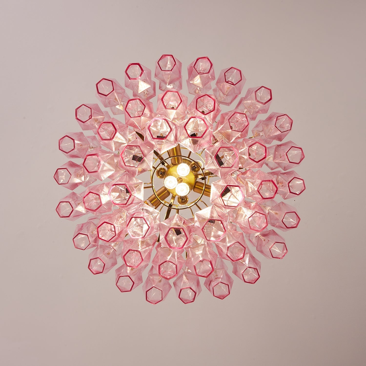 Aurora Chandelier Pink Murano Glass Layered Glam