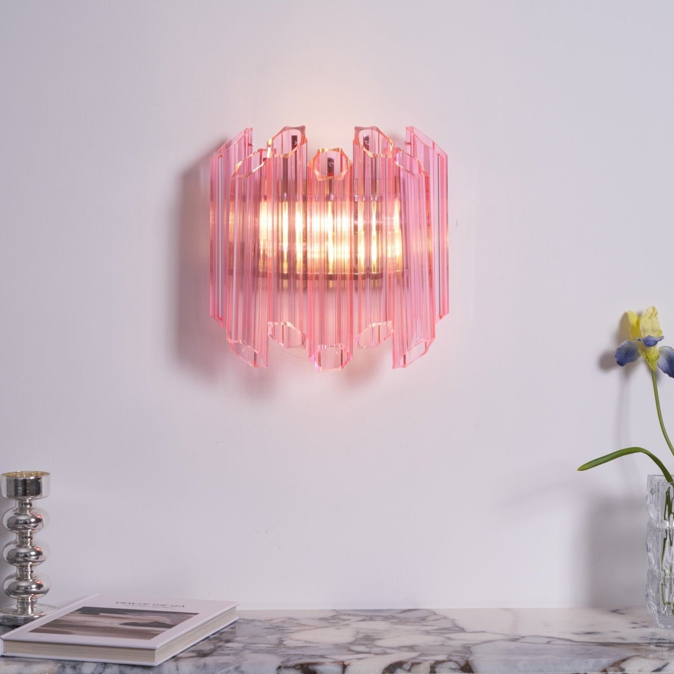 Aurora Wall Lamp Pink Murano Glass Tube - Letslighting