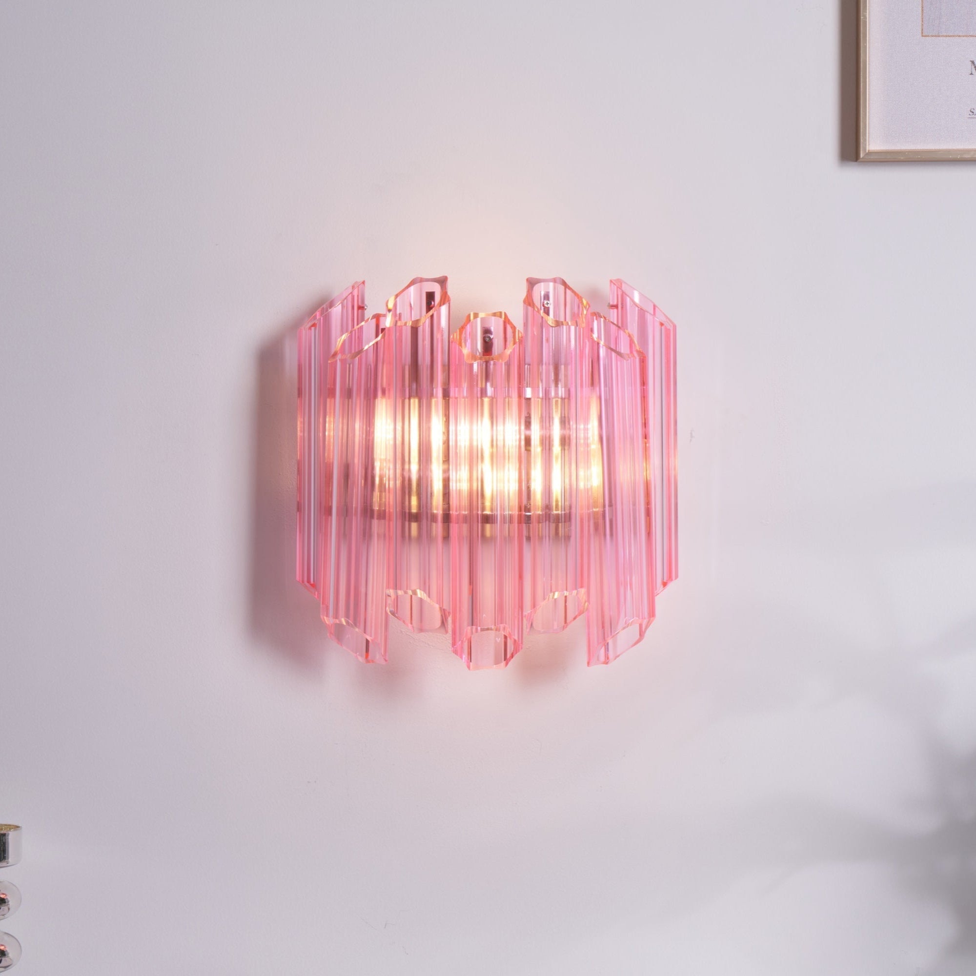 Aurora Wall Lamp Pink Murano Glass Tube - Letslighting