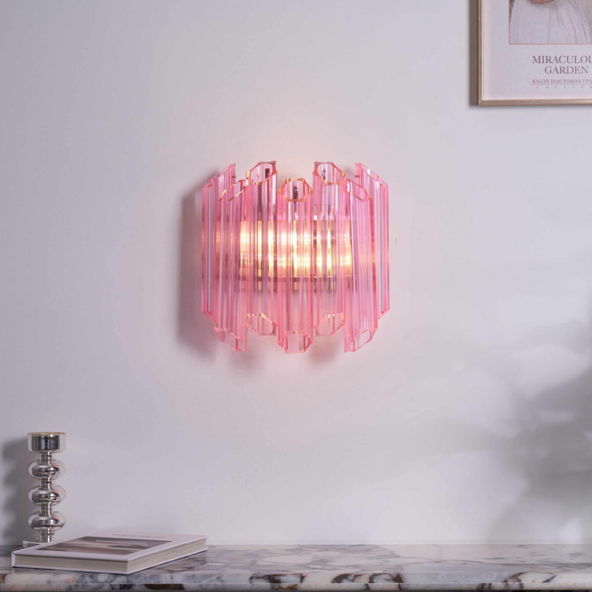Aurora Wall Lamp Pink Murano Glass Tube - Letslighting