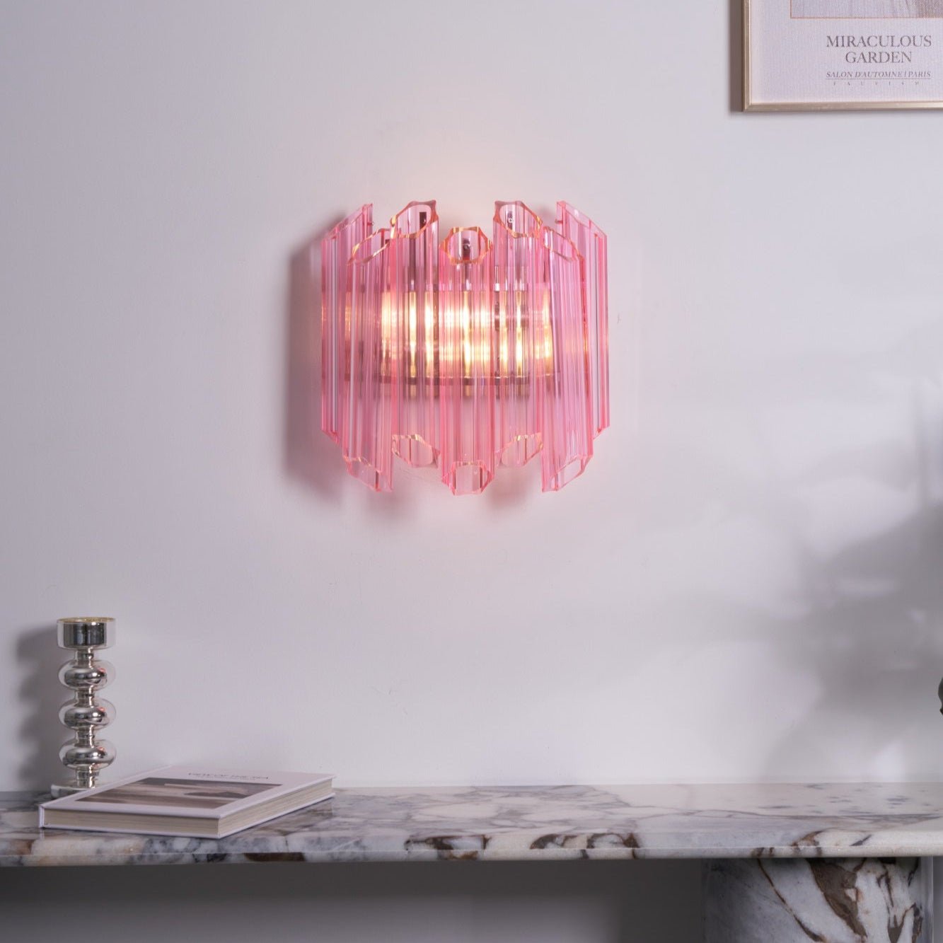 Aurora Wall Lamp Pink Murano Glass Tube - Letslighting