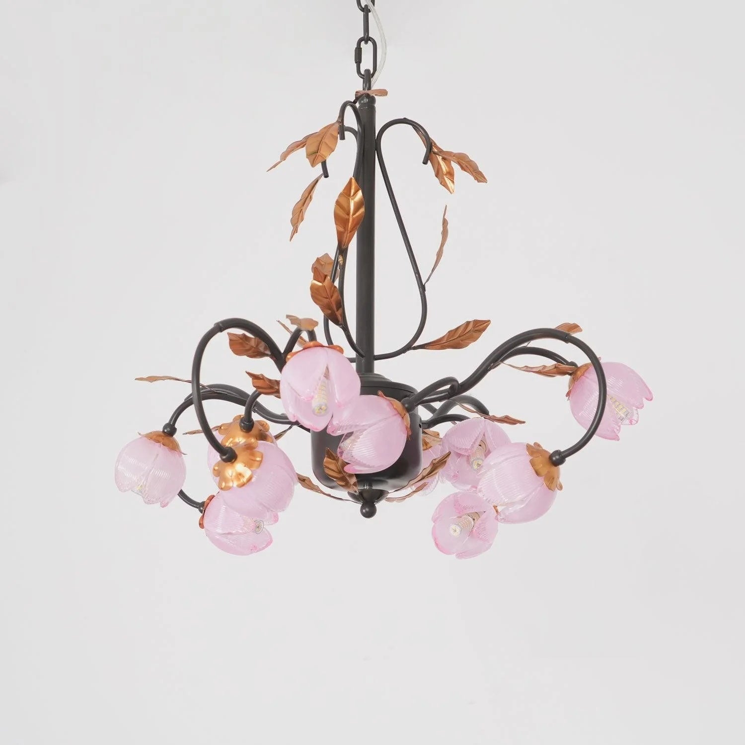 Avelora Vintage Industrial Tulip Pink Glass Chandelier - Letslighting