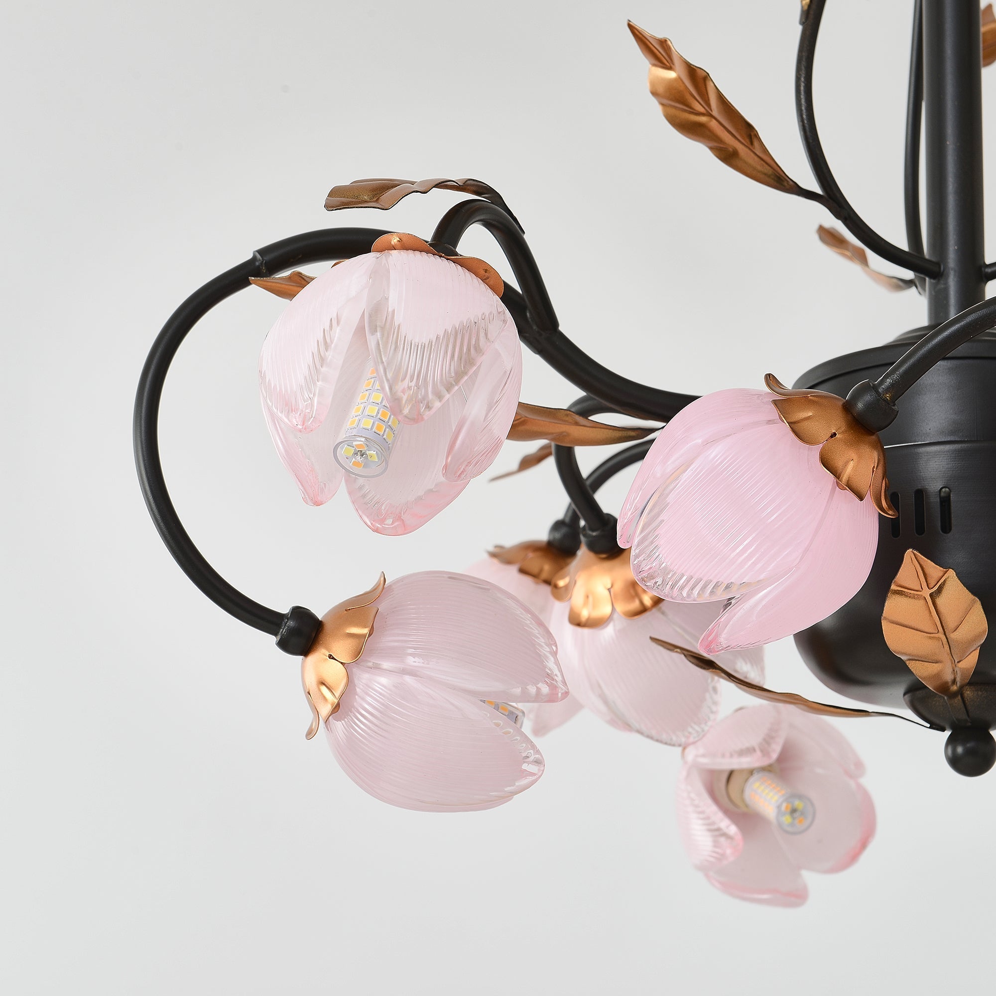 Avelora Vintage Industrial Tulip Pink Glass Chandelier - Letslighting