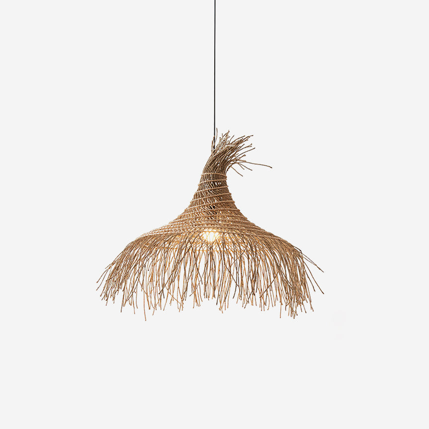 Pendant Light Handwoven Rattan Shade Frame Bohemian Natural - Letslighting