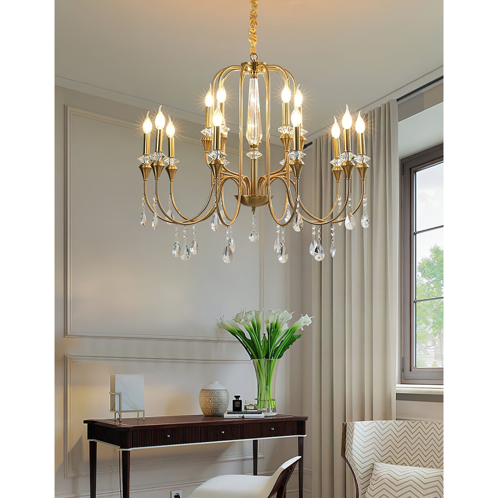 Ercararis Vintage Industrial Brass Crystal Chandelier - Letslighting